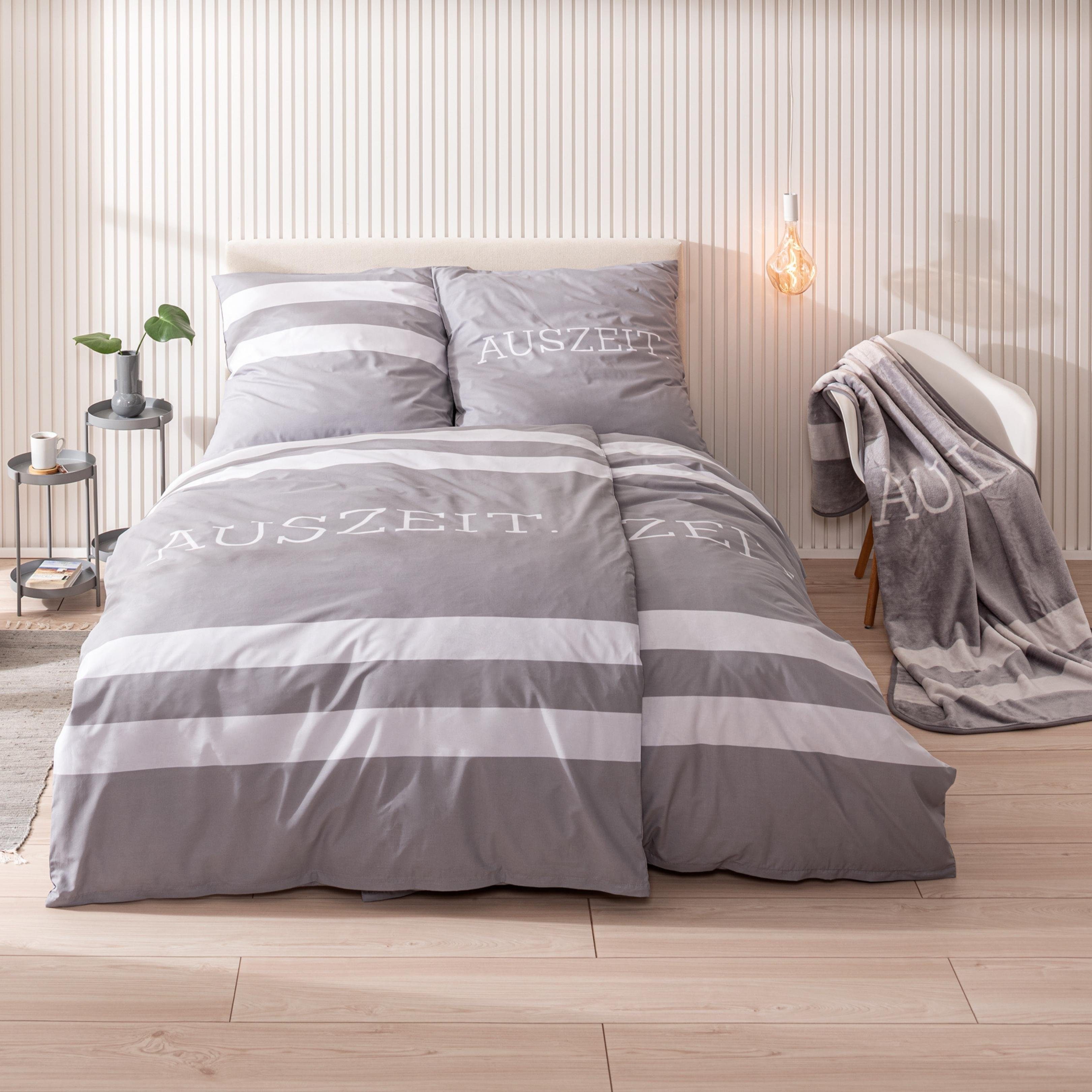 MTOnlinehandel Bettwäsche Auszeit 135x200 + 80x80 cm, 100 % Baumwolle, Bibe günstig online kaufen