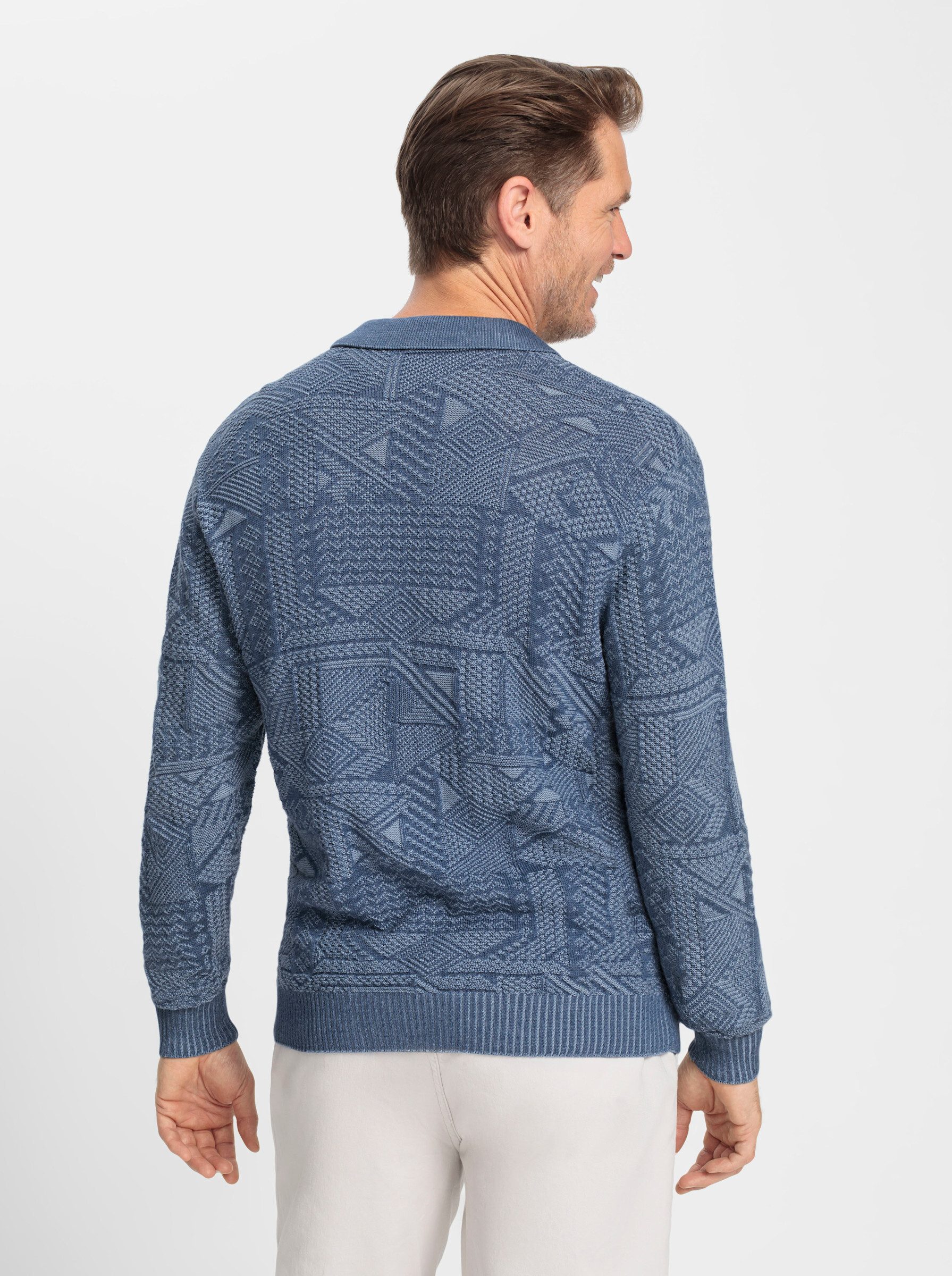 Witt Strickpullover Polopullover Langarm Jacquard