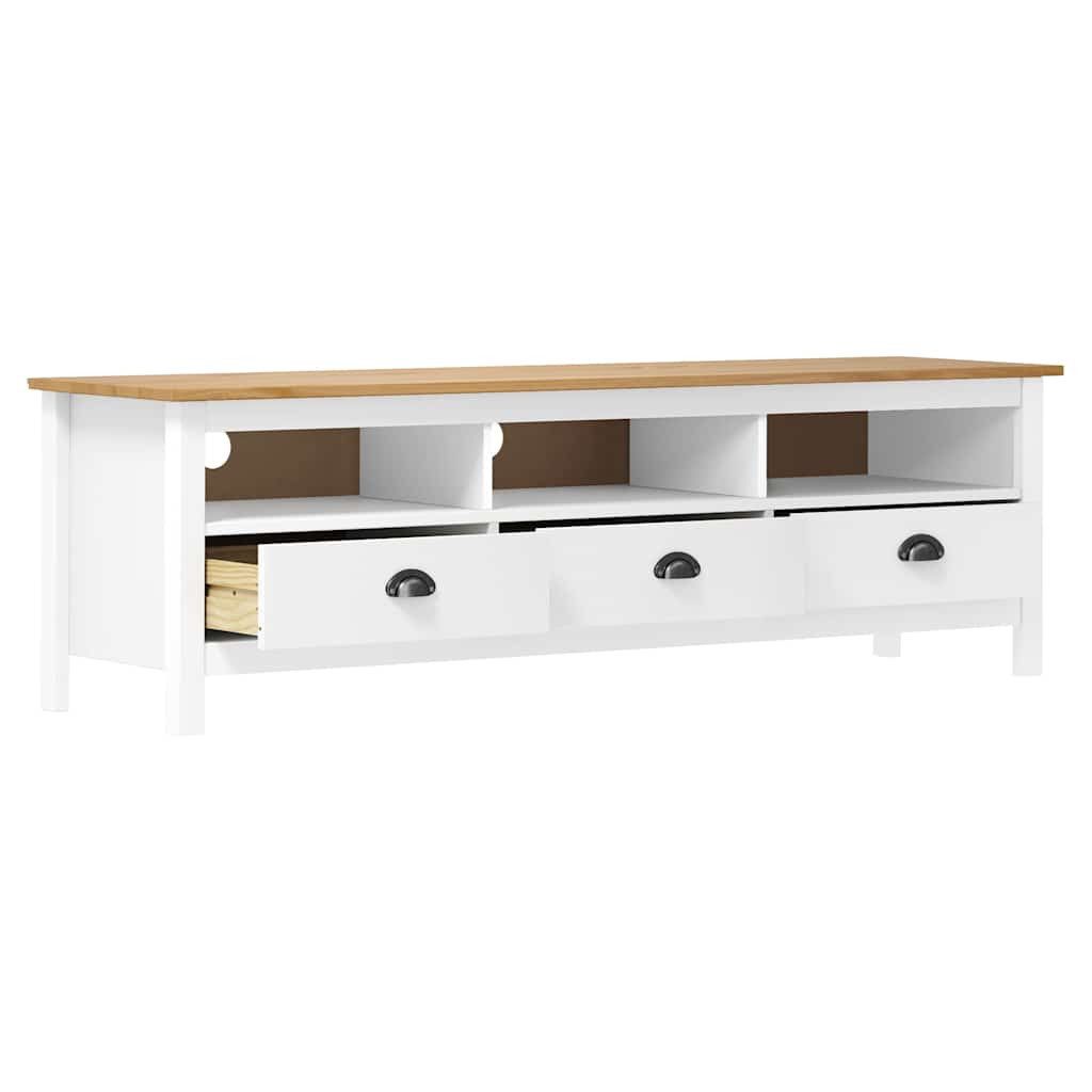 vidaXL TV-Schrank TV-Schrank Hill Weiß 158x40x47 cm Massivholz Kiefer (1-St)
