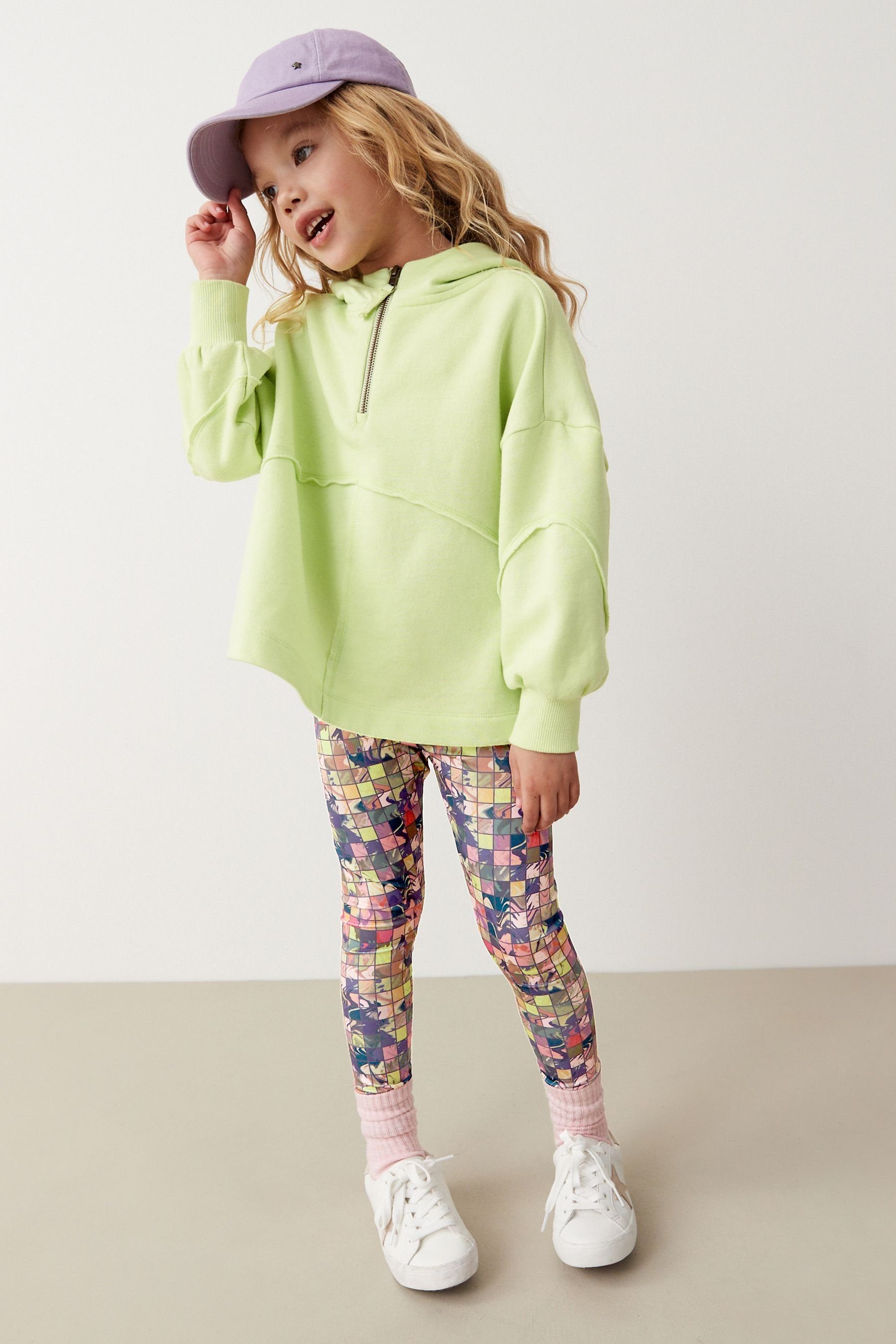 Leggings Next (2-tlg) Set & Green Shirt und Hoodie im Leggings Lime