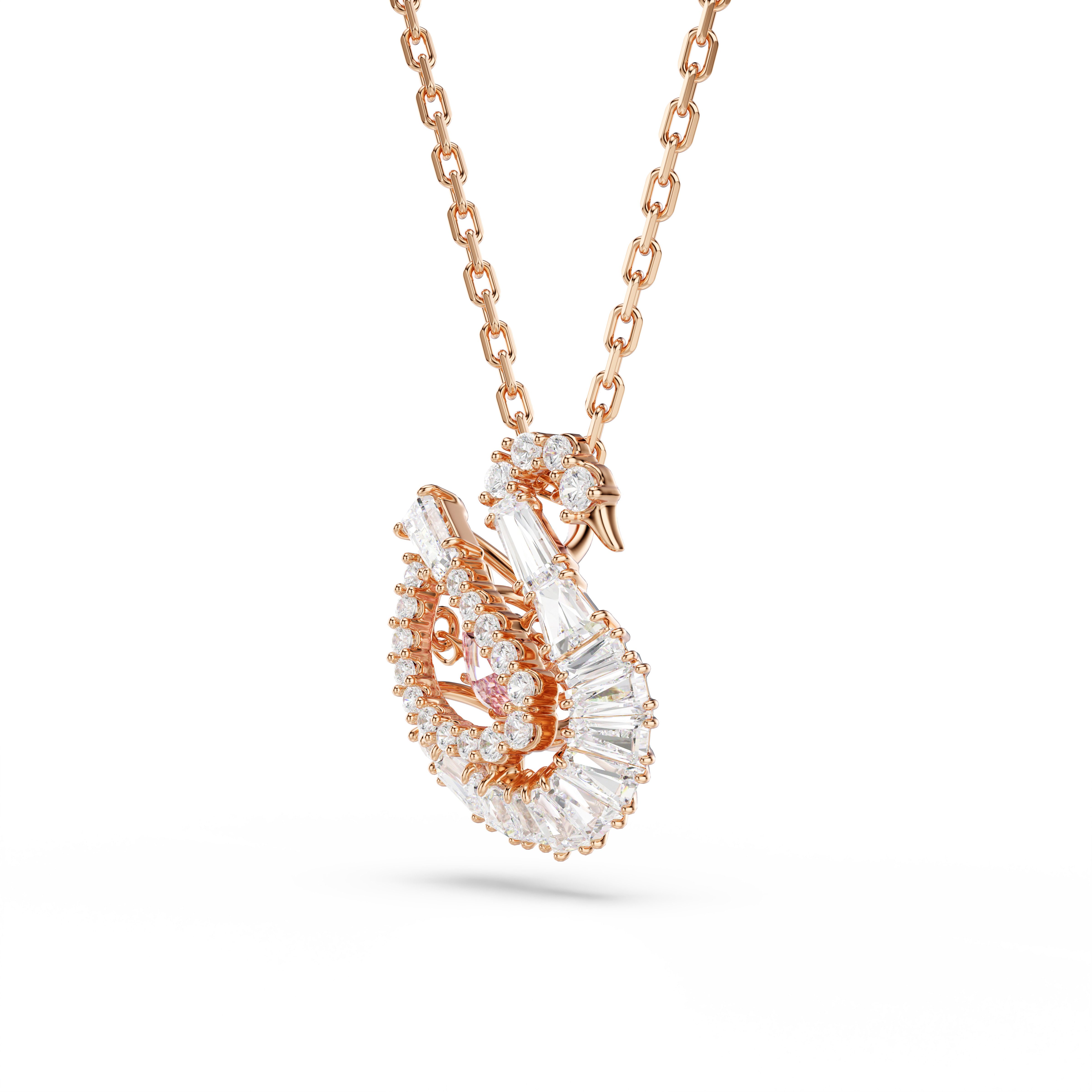 Swarovski Kette mit Anhänger Schmuck Geschenk Schwan Halskette, mit Swarovski® Kristall, Swarovski® Zirkonia (synth)