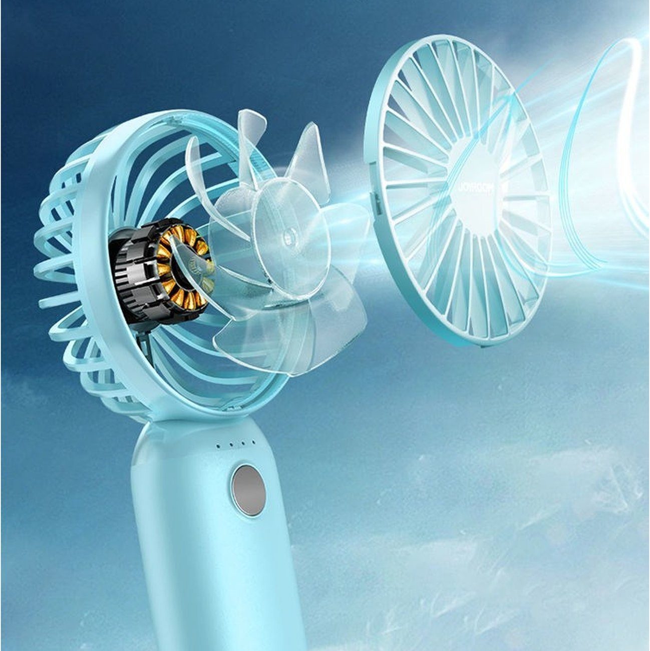 JOYROOM aufladbar Handventilator Muxia Mini-Ventilatoren Batterie Blau mit tragbare 5000mAh