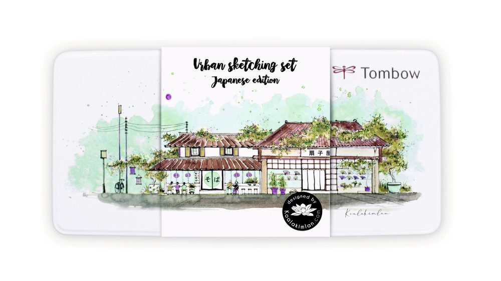 TOMBOW Pinselstift Urban Sketching Set, (10-teilig), hochwertige Künstlerstifte & Anleitung, für Aquarelle, Metallbox