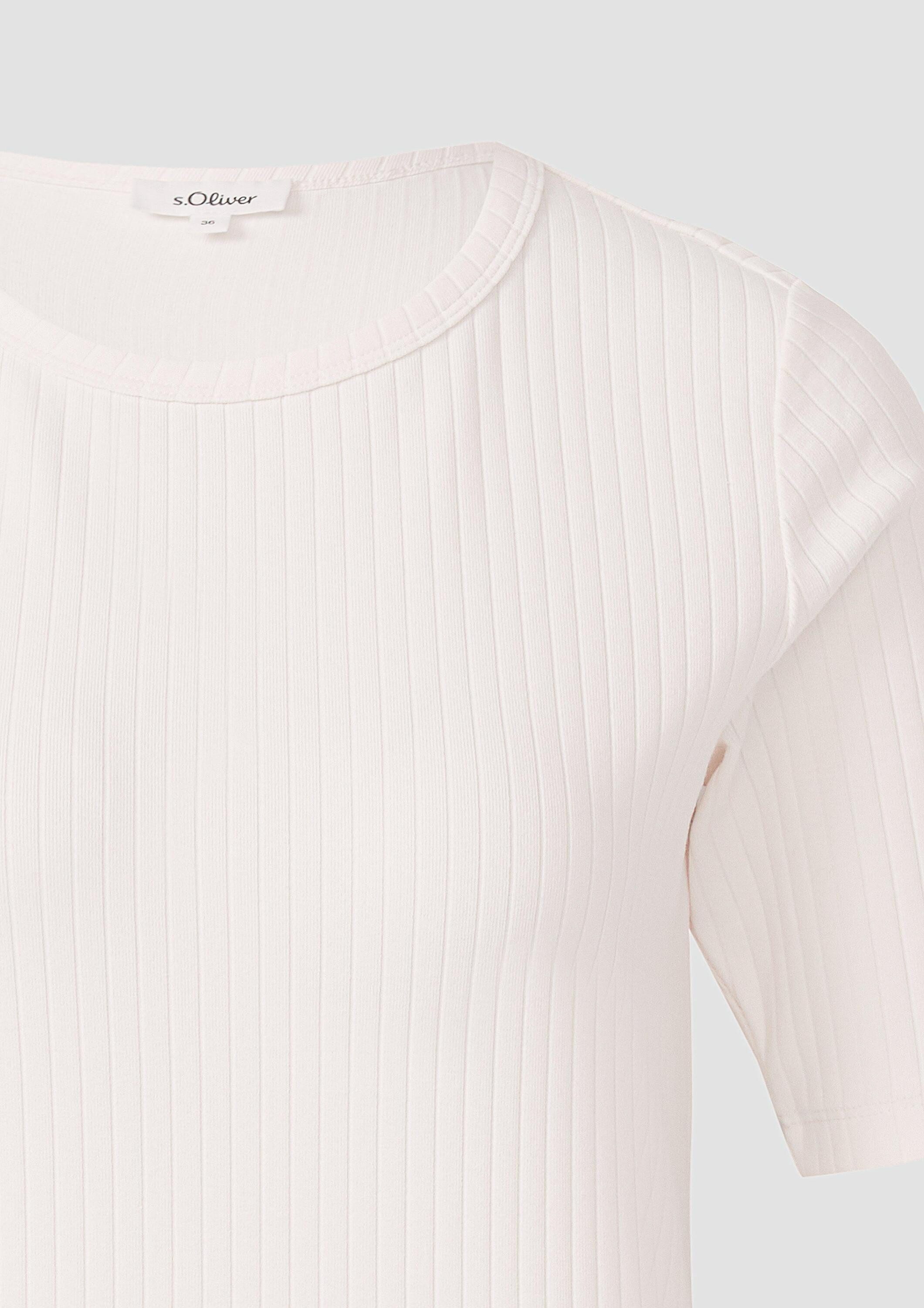 s.Oliver Kurzarmshirt T-Shirt Geripptes Jerseyshirt aus Baumwollstretch
