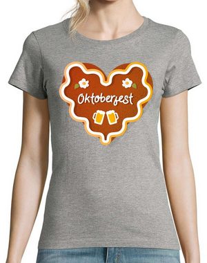 Youth Designz T-Shirt Oktober Fest Keks Herz Damen Shirt mit trendigem Frontprint