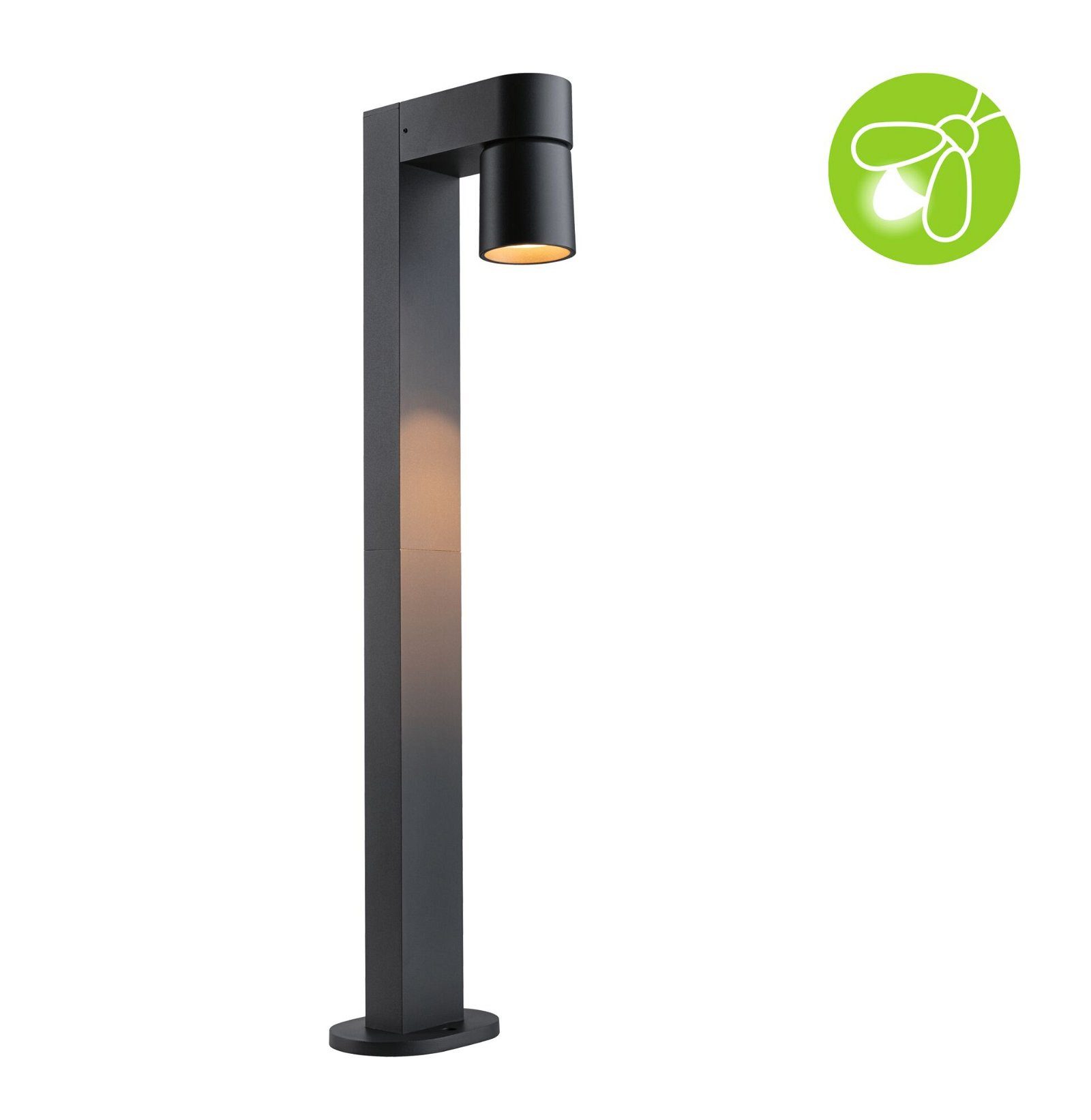 Paulmann LED Pollerleuchte Kimu IP44 822mm 2200K 7,8W 500lm 230V 70° Anthrazit Aluminium, LED fest integriert, insektenfreundlich