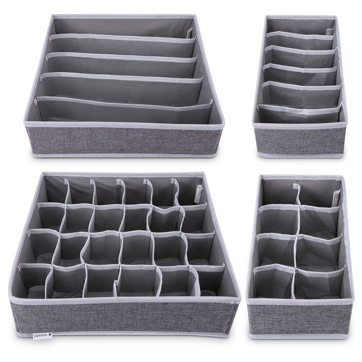 Aufbewahrungsbox Organizer für Wäsche - 4 Boxen in verschiedenen Größen
