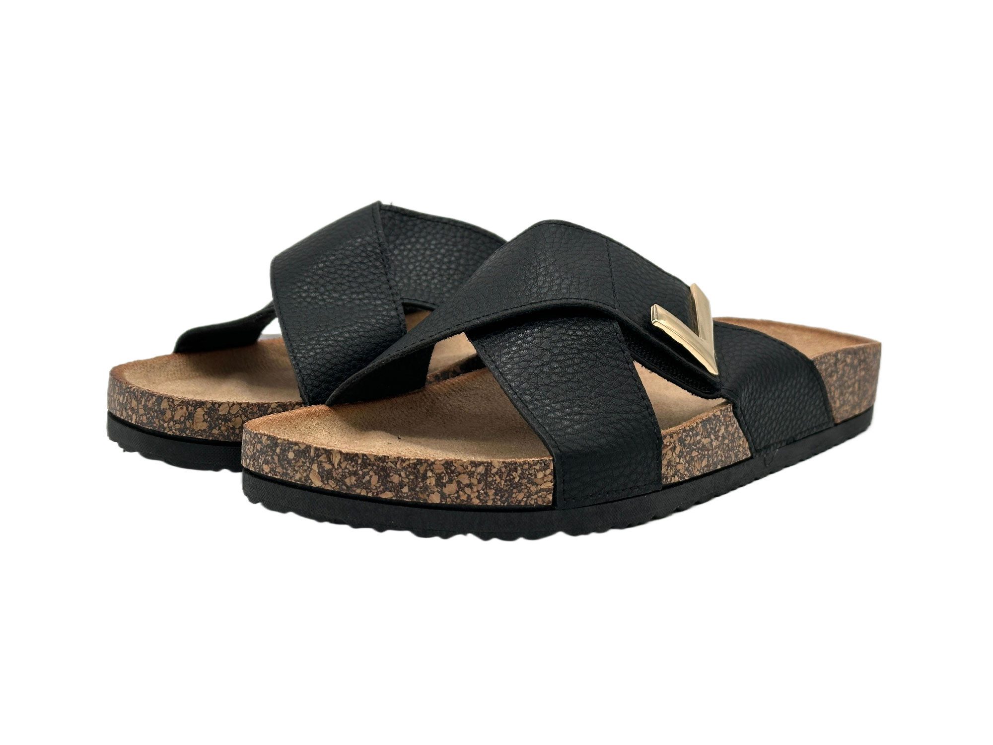 Nowaland Damen Pantoletten – Bequeme Sommer Sandalen mit Korkoptik Pantolette Leicht, bequem, modisch mit weicher Korkoptik-Sohle