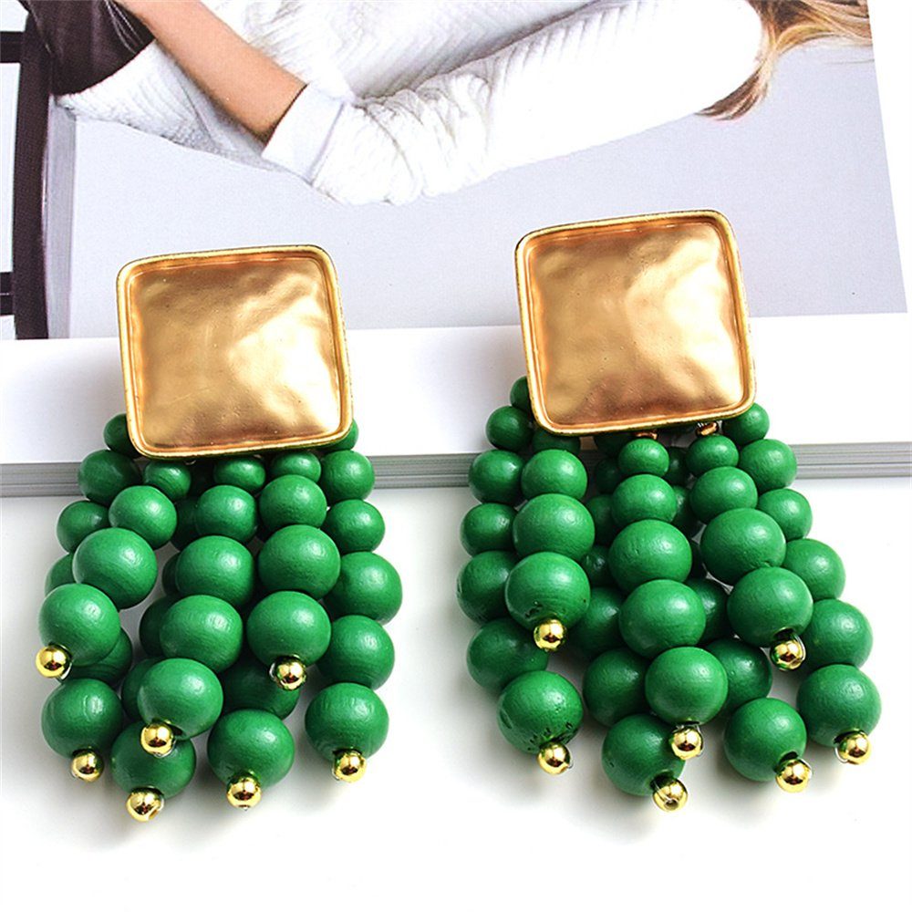 Dekorative Paar Ohrhänger Perlen Ohrhänger Tropfen Hänger Ohrringe hängend,für Mädchen und Damen Grün