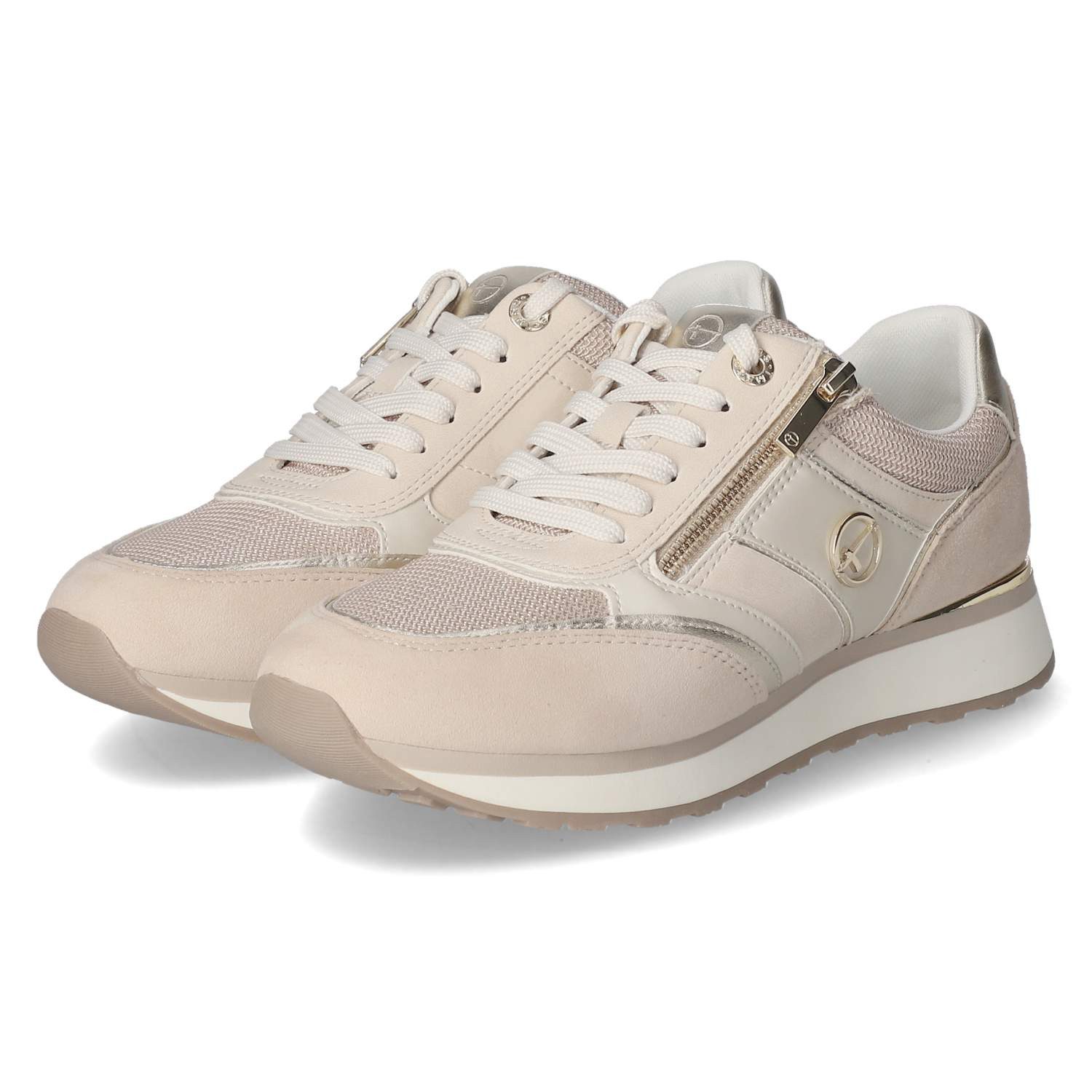 Tamaris 1-23726-43/484 Damen Synthetik, Leder & Textil beige Schnürschuh