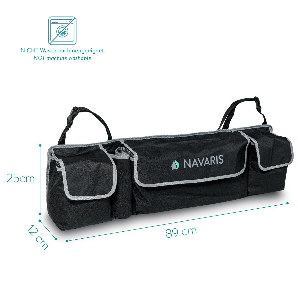 Organizer Tasche Gurte 4 Kofferraum - verstellbare Auto Rücksitzorganizer Navaris Fächer,