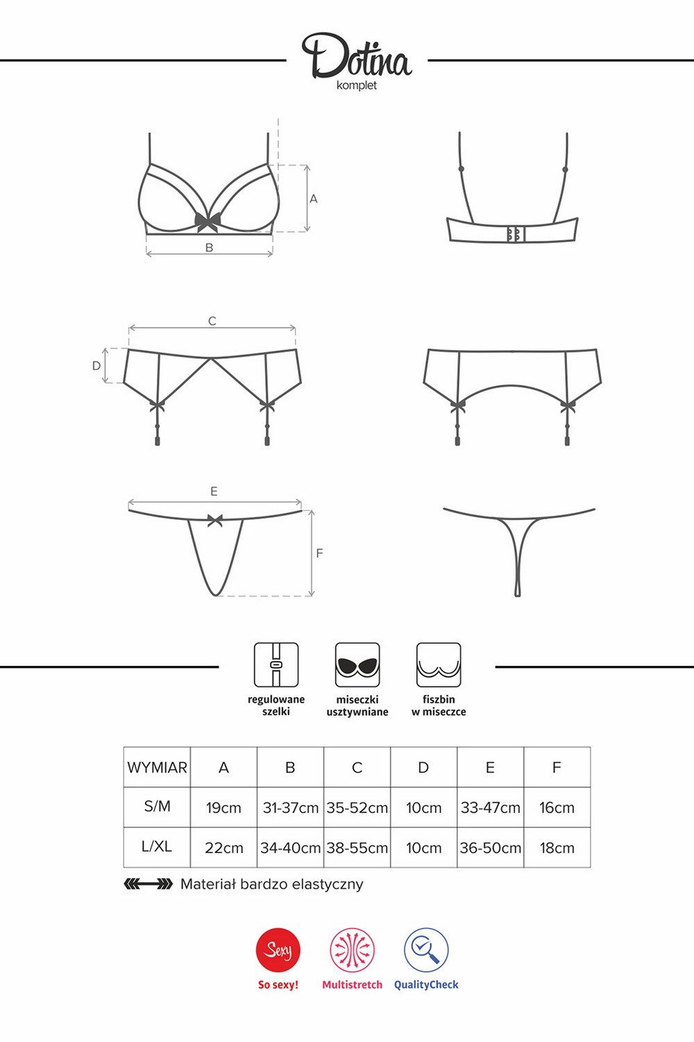 Obsessive Set: Bügel-BH Dotina Set schwarz BH und String sexy L/XL