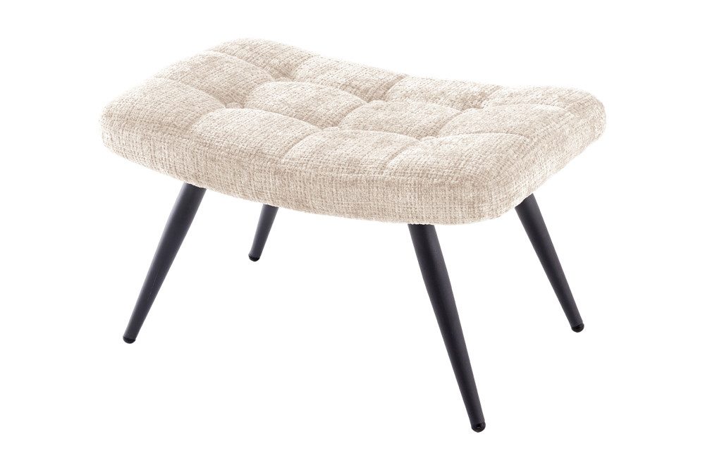 riess-ambiente Fußhocker SCANDINAVIA champagner/schwarz - Chenille Cremona, Metallbeine, modern (Einzelartikel, 1 St), gepolsteter Hocker - ideal für Schlaf-, Wohnzimmer, Garderobe & Sessel