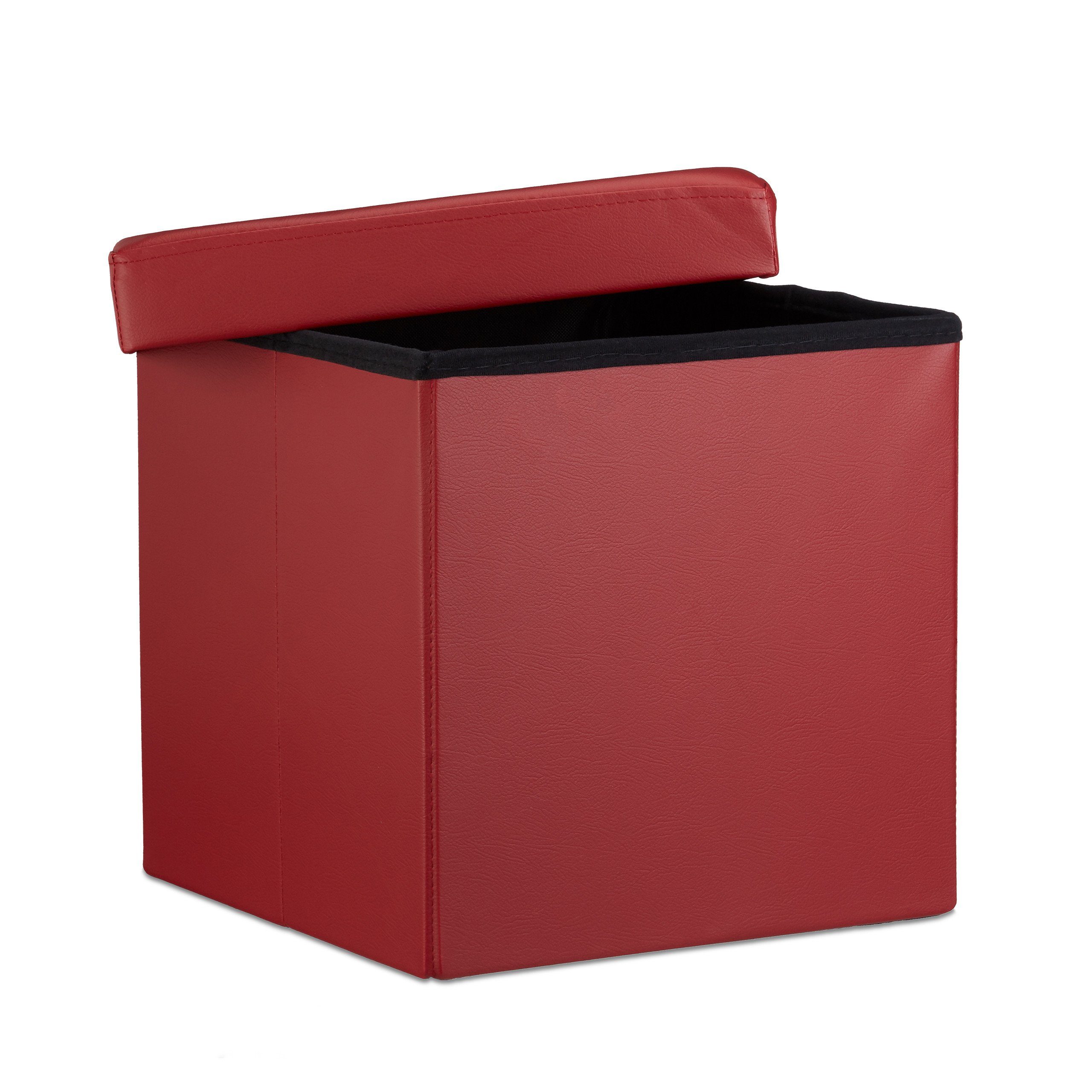 relaxdays Sitzhocker Faltbarer Sitzhocker Kunstleder, Dunkelrot günstig online kaufen