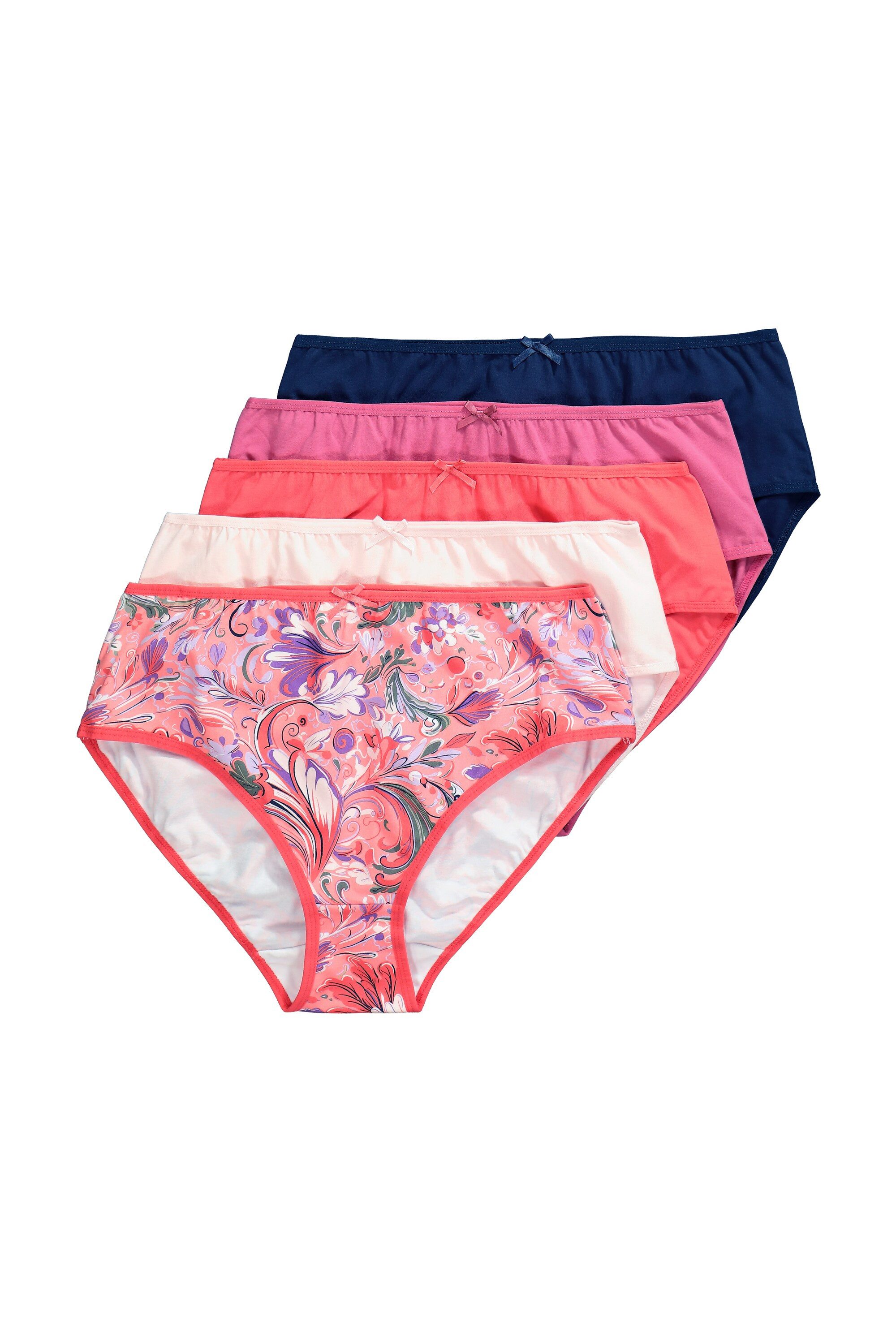 Ulla Popken Midislip Midislips 5er-Pack Blumen/einfarbig