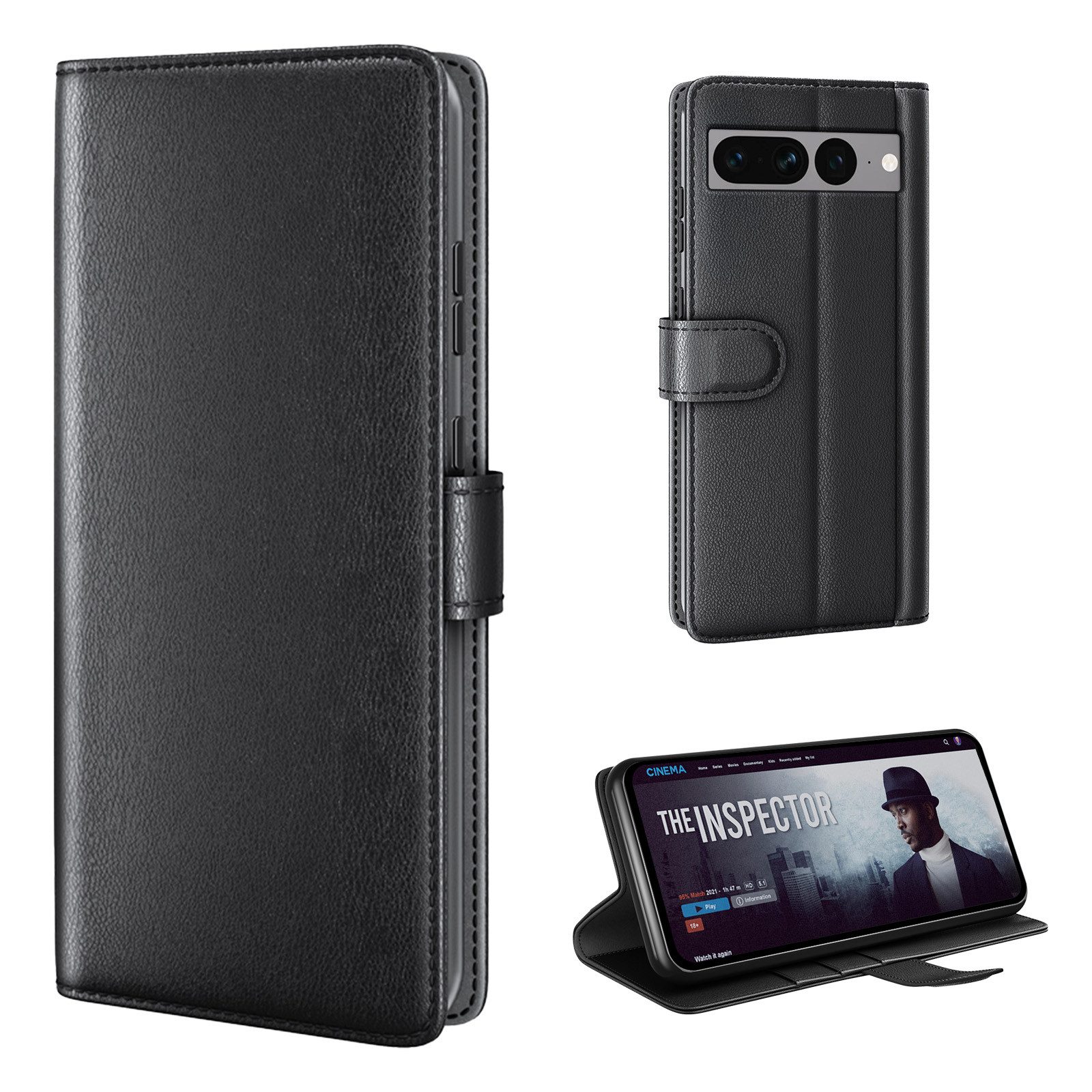 Tec-Expert Handyhülle Echtleder Hülle für Google Pixel 7 Pro 6.7 Zoll, 6.7", Cover Klapphülle Case mit Kartenfächern und Geldfach aufstellbar