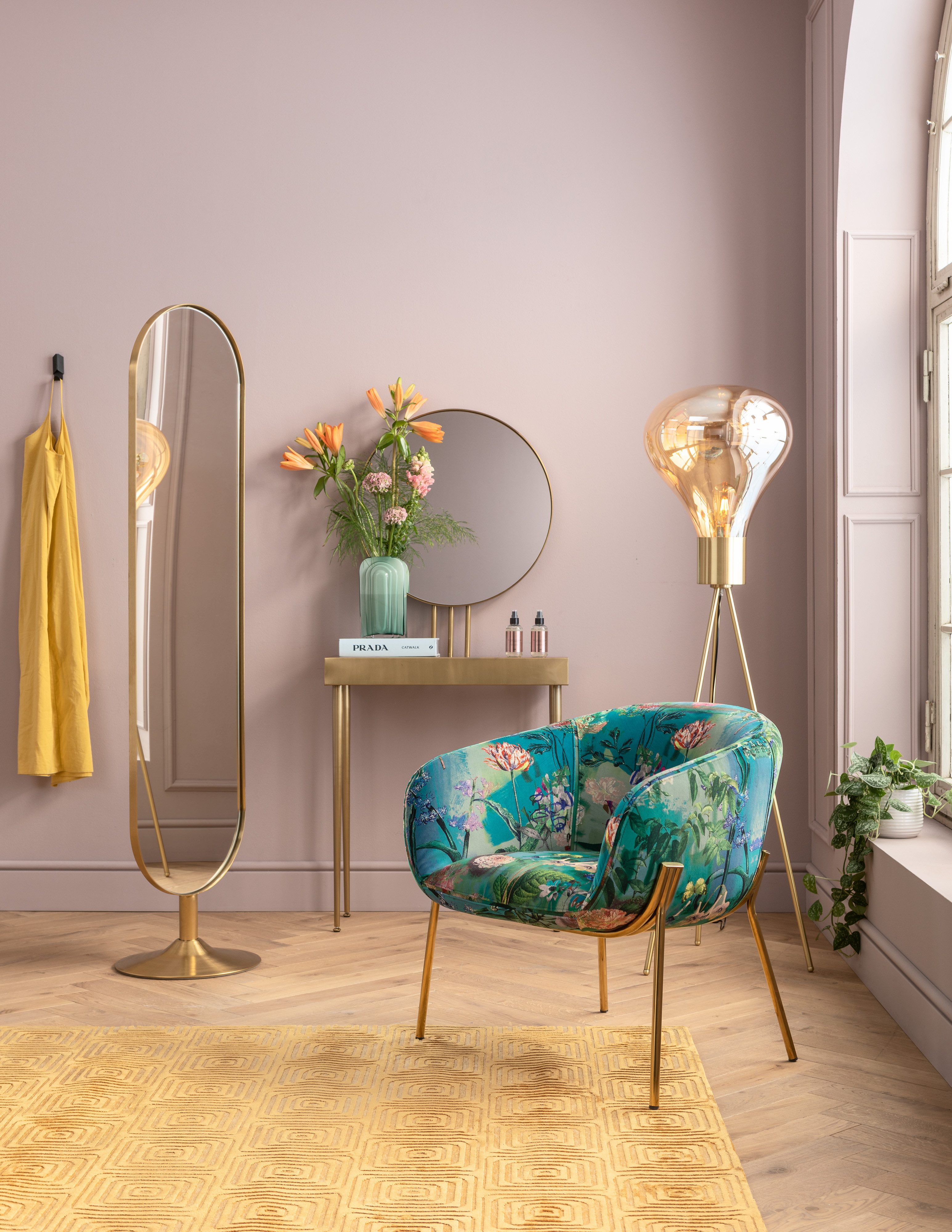 Kare Design Wandspiegel Standspiegel Curve Brass 40x170cm