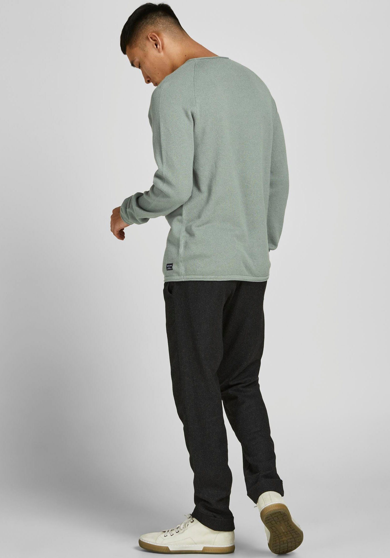 Jack Jones KNIT grau & HILL Rundhalspullover