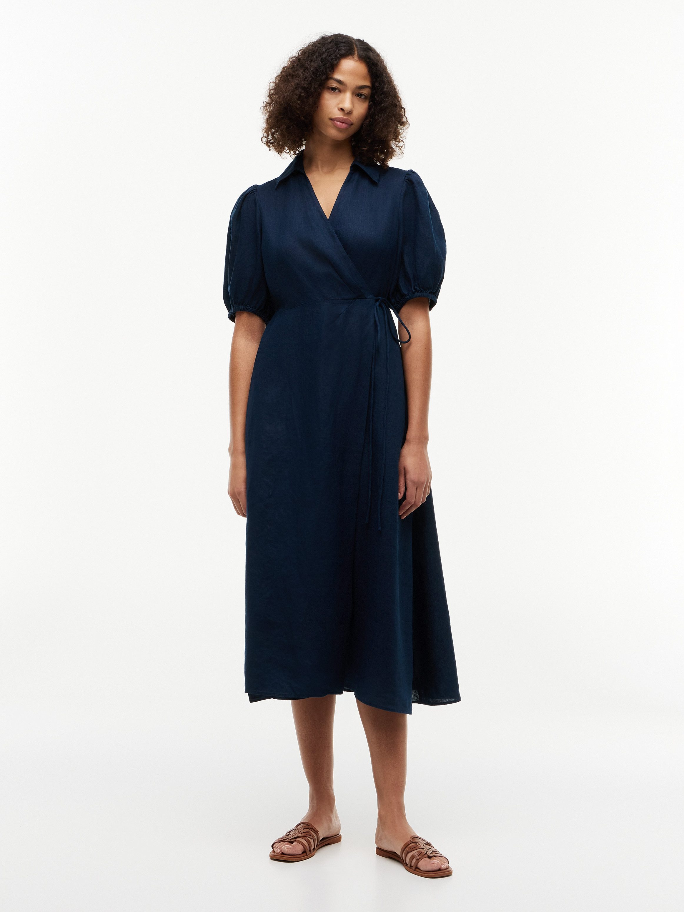 Tommy Hilfiger Wickelkleid SUMR LINEN WRAP LNG MIDI DRS Leinen, Bindeband