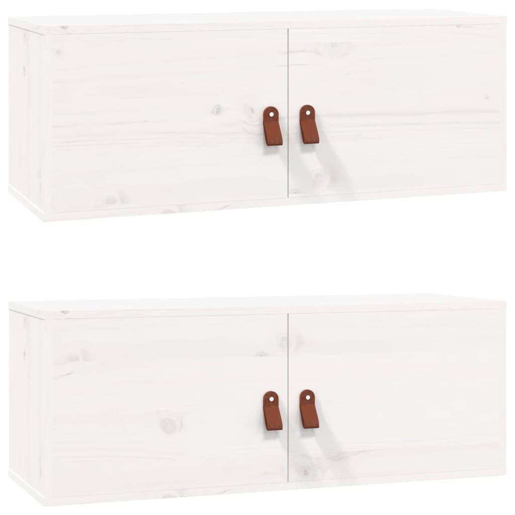 vidaXL Regal Wandschränke 2 Stk. Weiß 80x30x30 cm Massivholz Kiefer, 2-tlg.