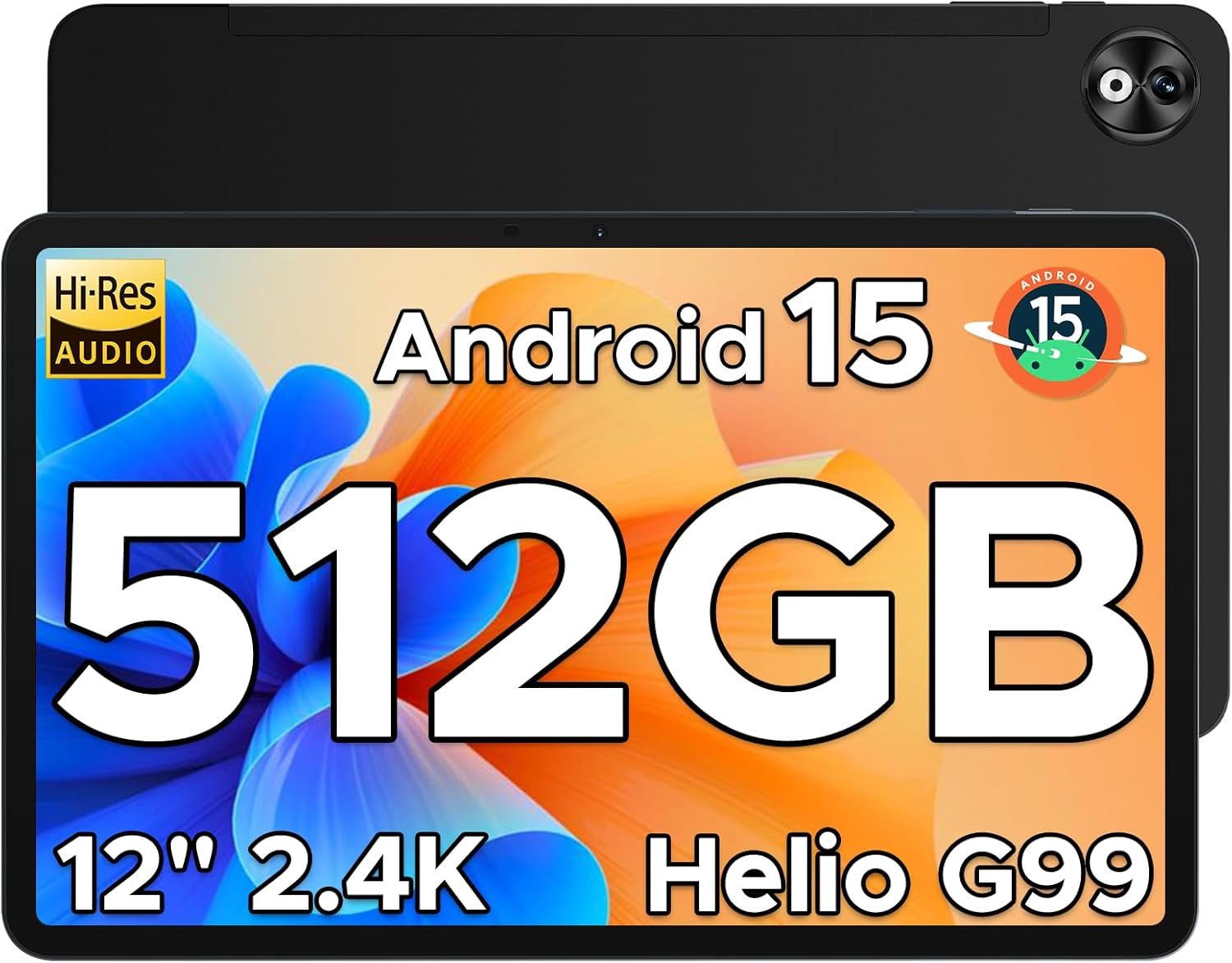 Zevelora 8 GB RAM 10800mAh Akku 2.4K Display Fast Gaming Tablet (12", 512 GB, Android 15, Leistungsstarkes Multitalent für Arbeit, Kreativität und Freizeit)