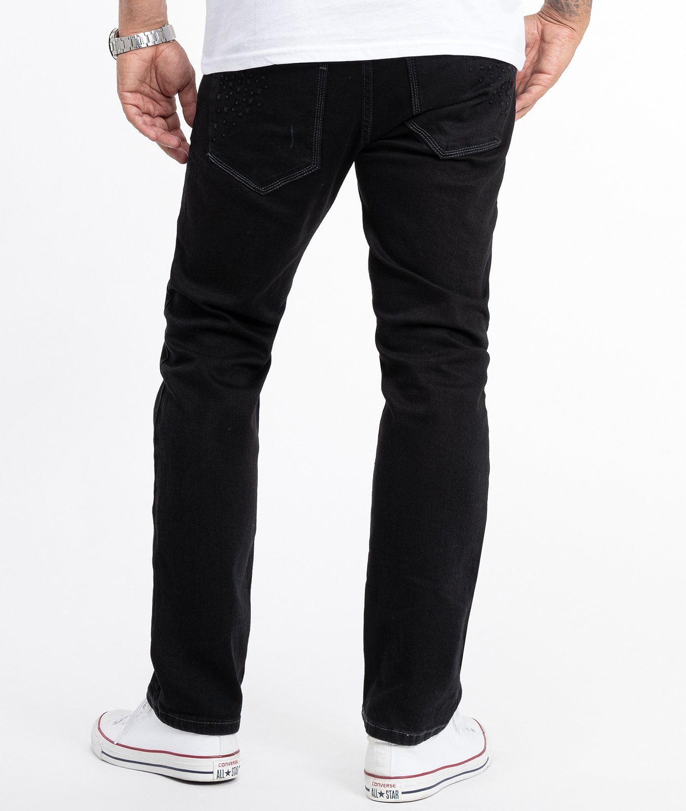 Rock Creek Straight-Jeans Herren Jeans Stonewashed Schwarz RC-2099 – Bild 3 von 5