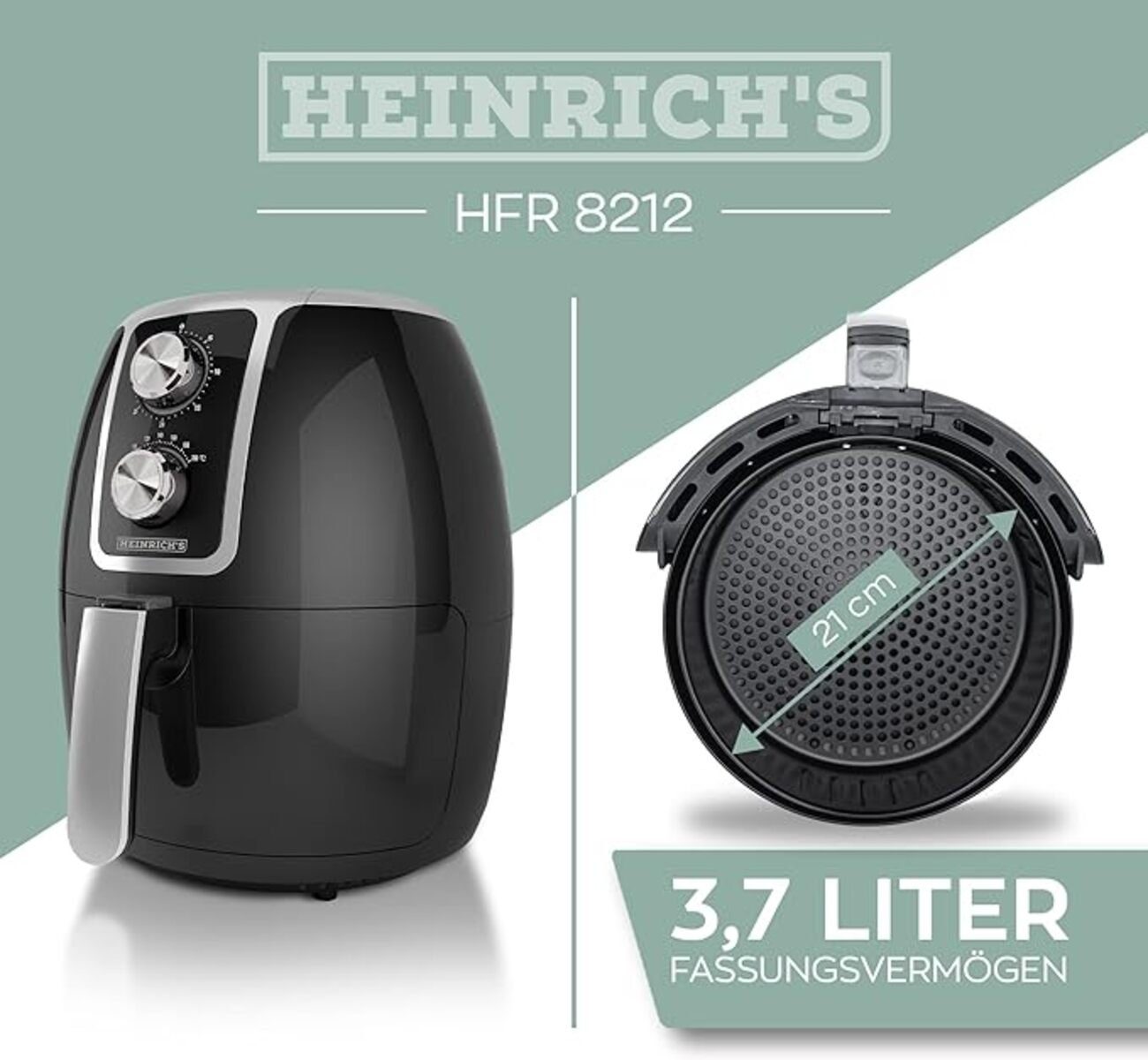 Heinrich´s Heißluftfritteuse, 1500,00 W, Air fryer,Luftfritteuse,Timerfunktion,Fritteuse