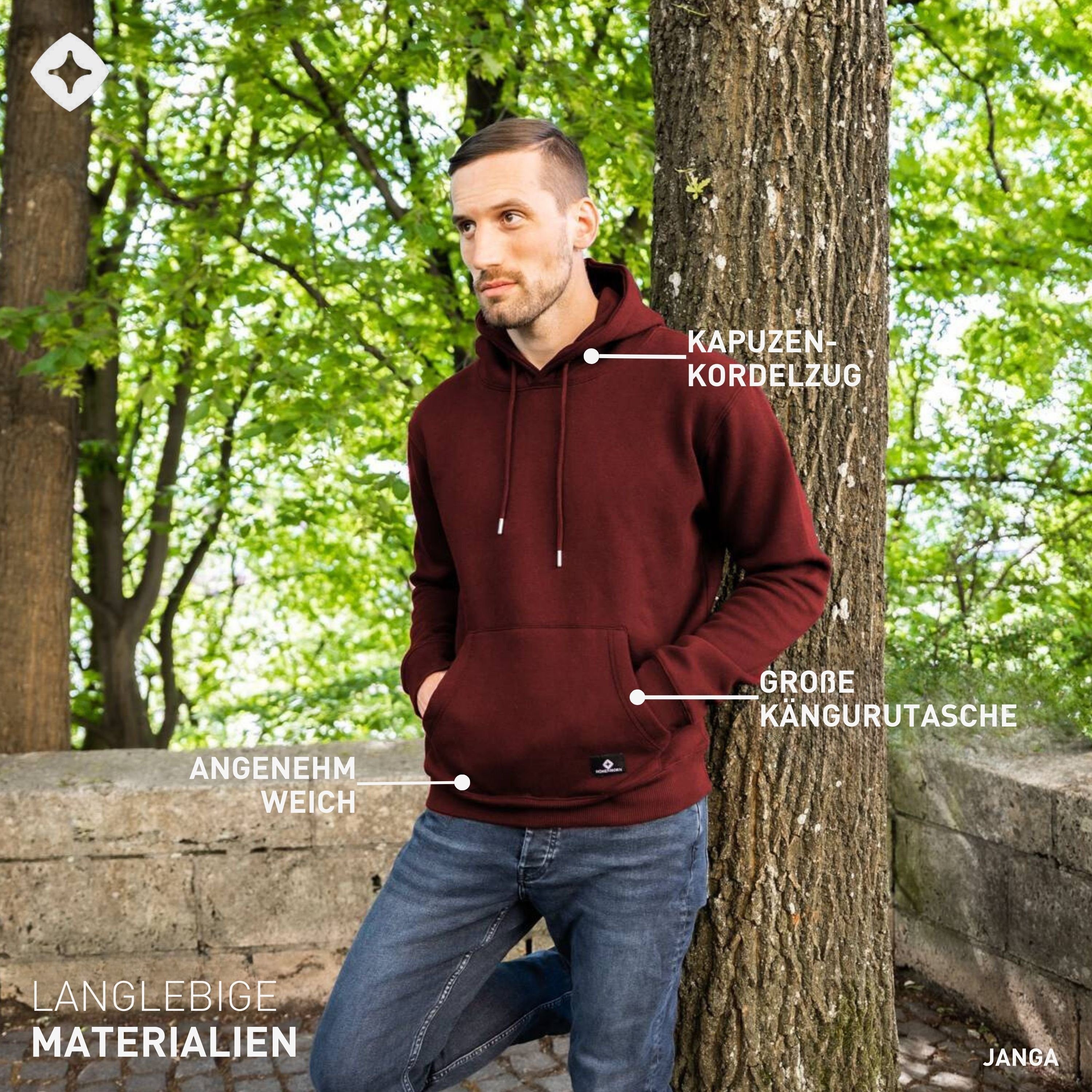 Höhenhorn Hoodie Janga Herren Kapuzen Pullover für Männer Hoody Sweatshirt Hochwertige Baumwolle, weiche Innenseite, angenehm warm