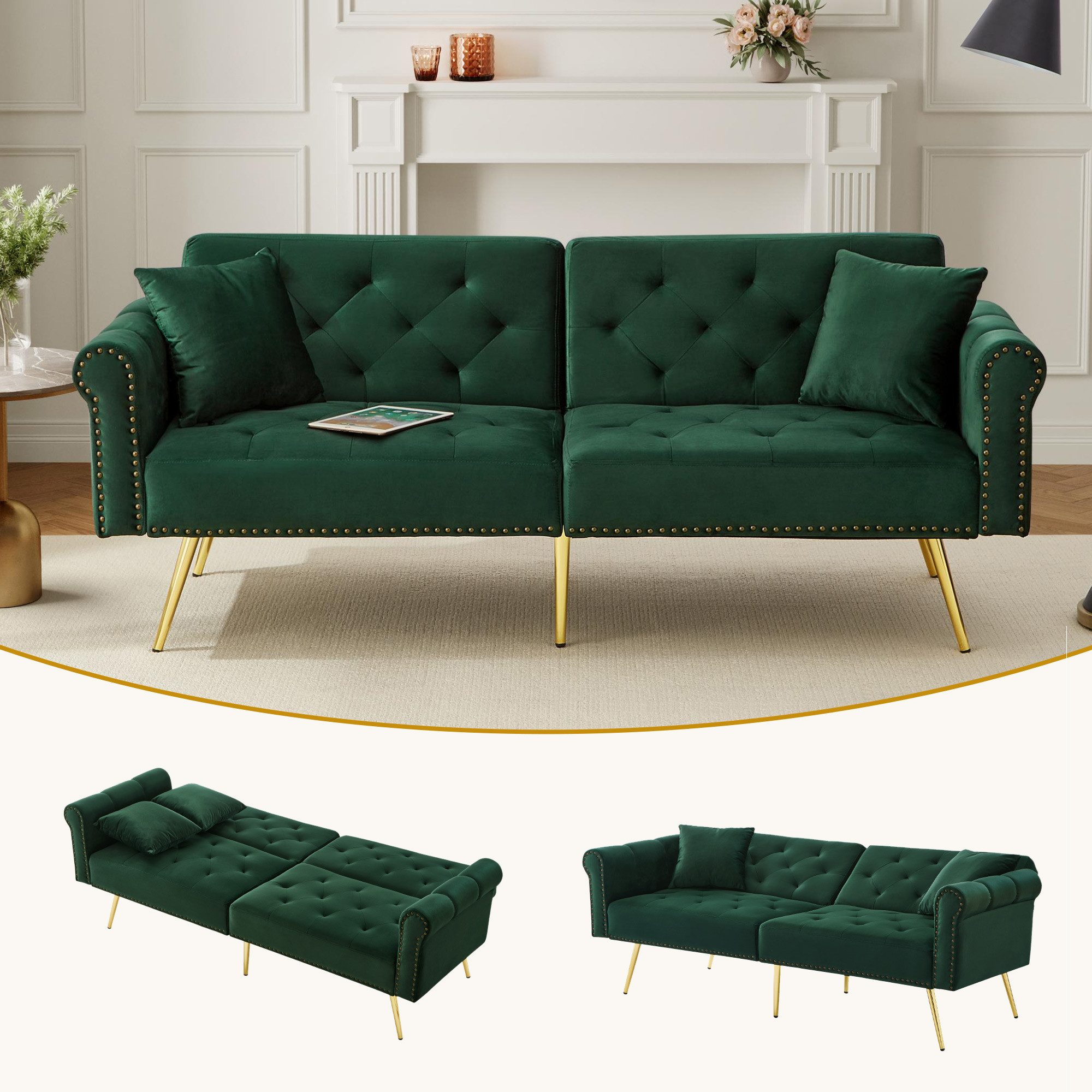 Odikalo 2-Sitzer Schlafsofa Relaxsofa Verstellbare Lehne günstig online kaufen