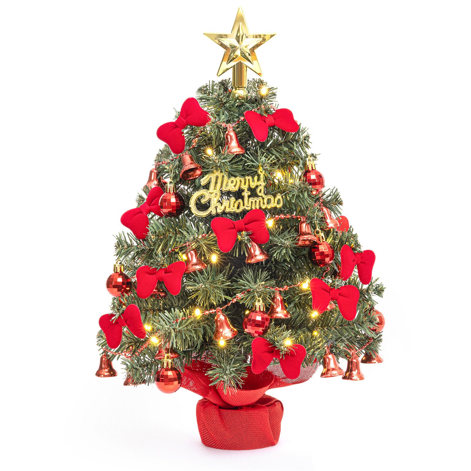 Künstlicher Weihnachtsbaum 40cm Mini Weihnachtsbaum mit 30 warmweiß LEDs, 8 Licht Modi