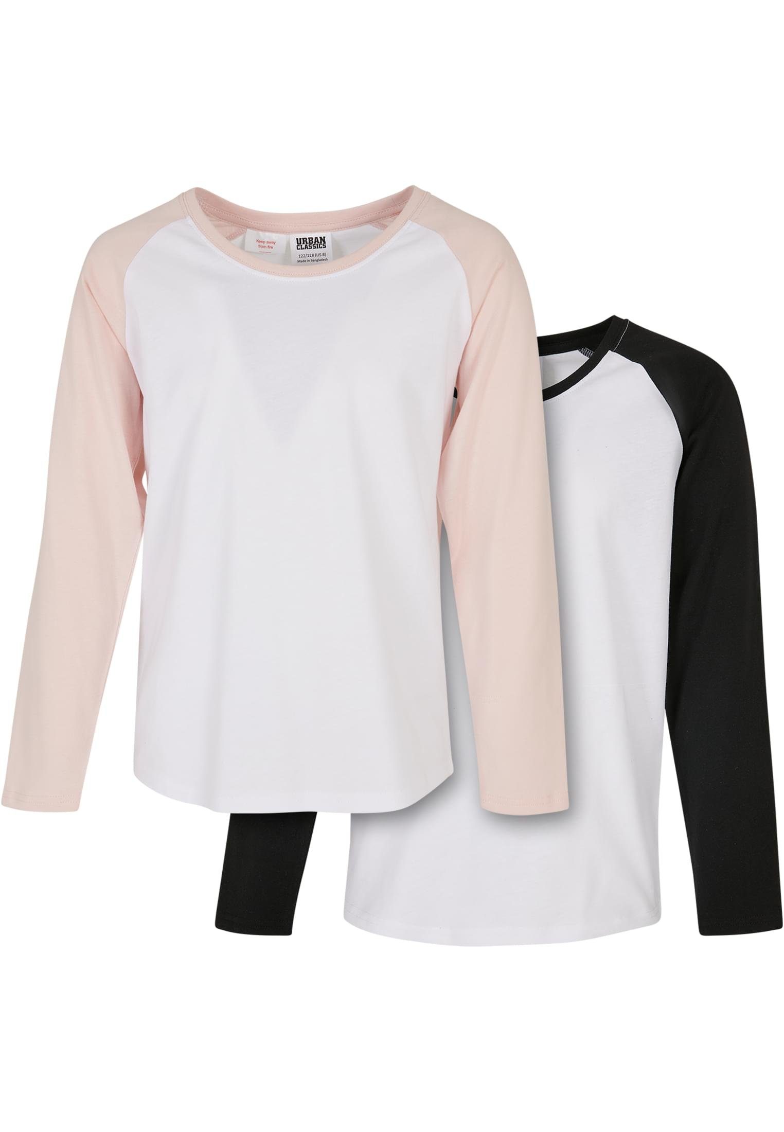 URBAN CLASSICS Kurzarmshirt Kinder Girls Contrast Raglan Longsleeve 2-Pack ( 1-tlg), Stylisches T-Shirt aus angenehmer Baumwollmischung