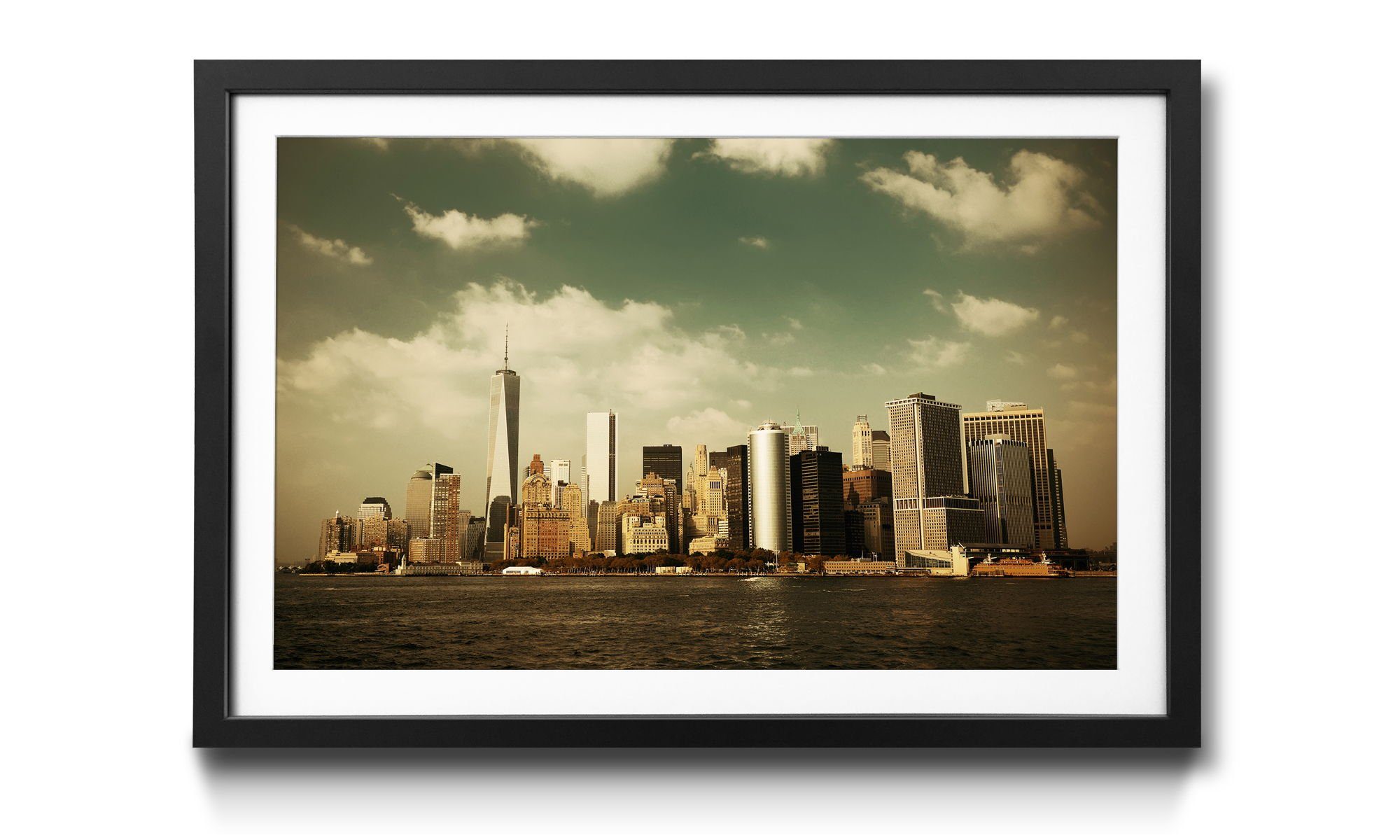 WandbilderXXL Bild mit Rahmen Manhattan Skyscrapers, New York, Wandbild, in 4 Größen erhältlich