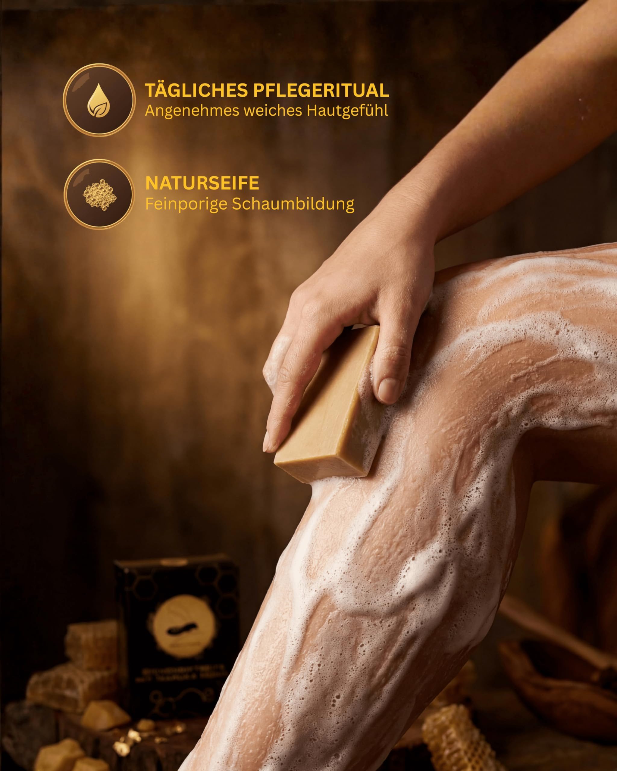 Grega´s Imkerei Feste Duschseife Bienengift Seife mit Manuka Honig 100 g, Naturseife palmölfrei & plastikfrei, Hergestellt in Deutschland