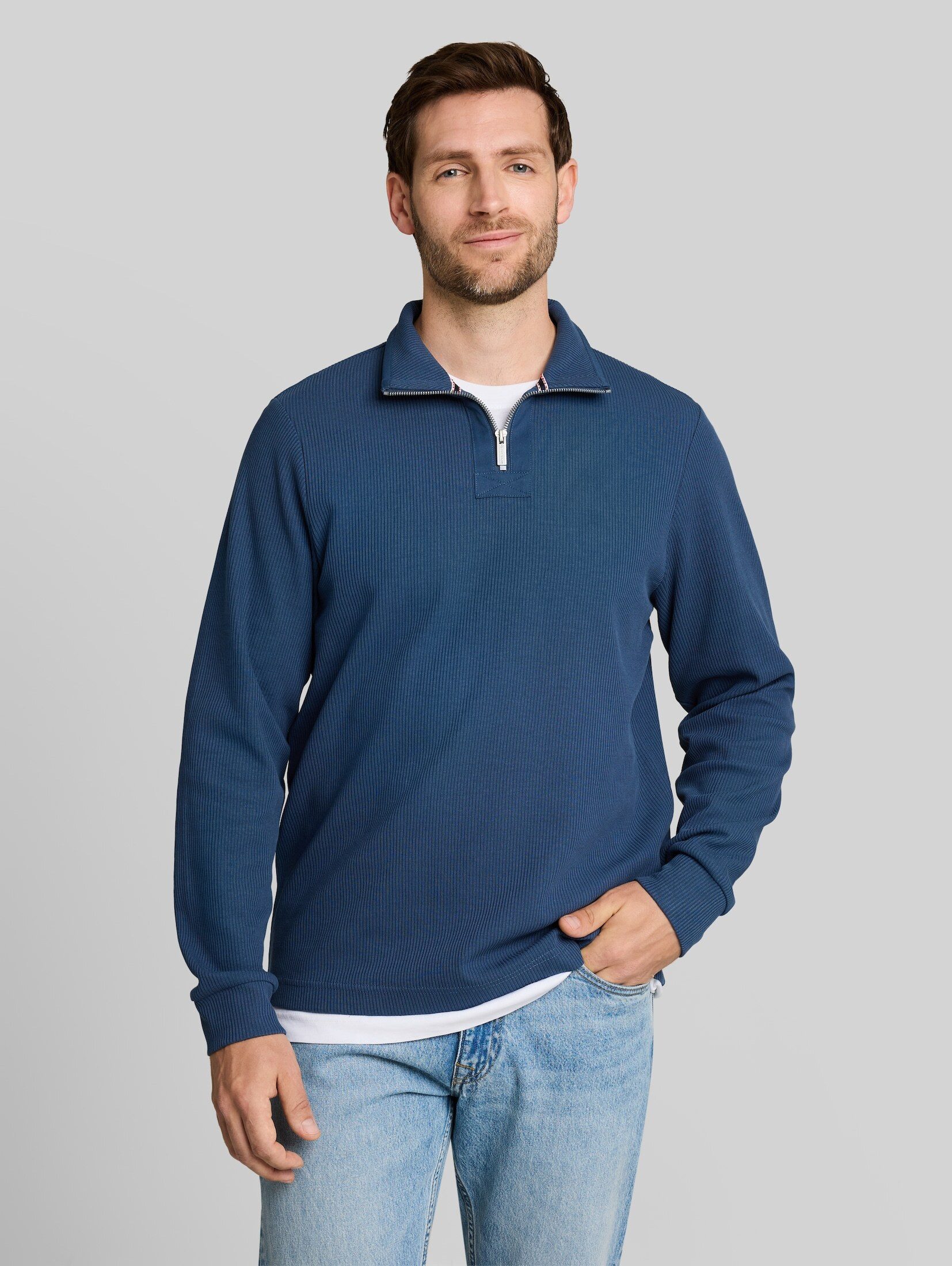 TOM TAILOR Sweatshirt Strick & Sweatshirts Troyer Sweatshirt aus Baumwolle