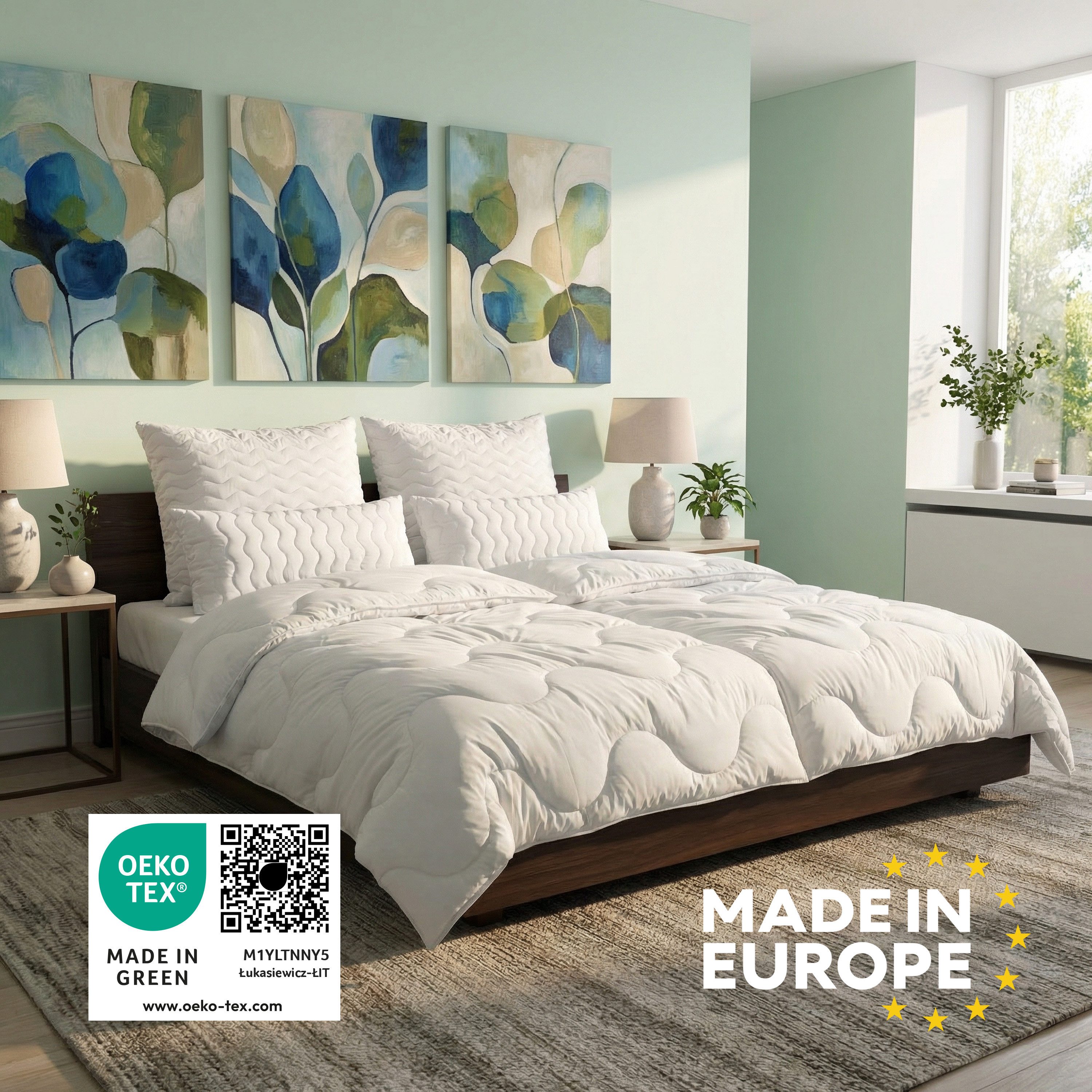 John Cotton Microfaserbettdecke Julia, Bettdecken für Sommer und Winter, Füllung: Polyester, Bezug: 100% Polyester, Bettdecke 135x200 cm, 155x220 cm, Made in Green, Decke