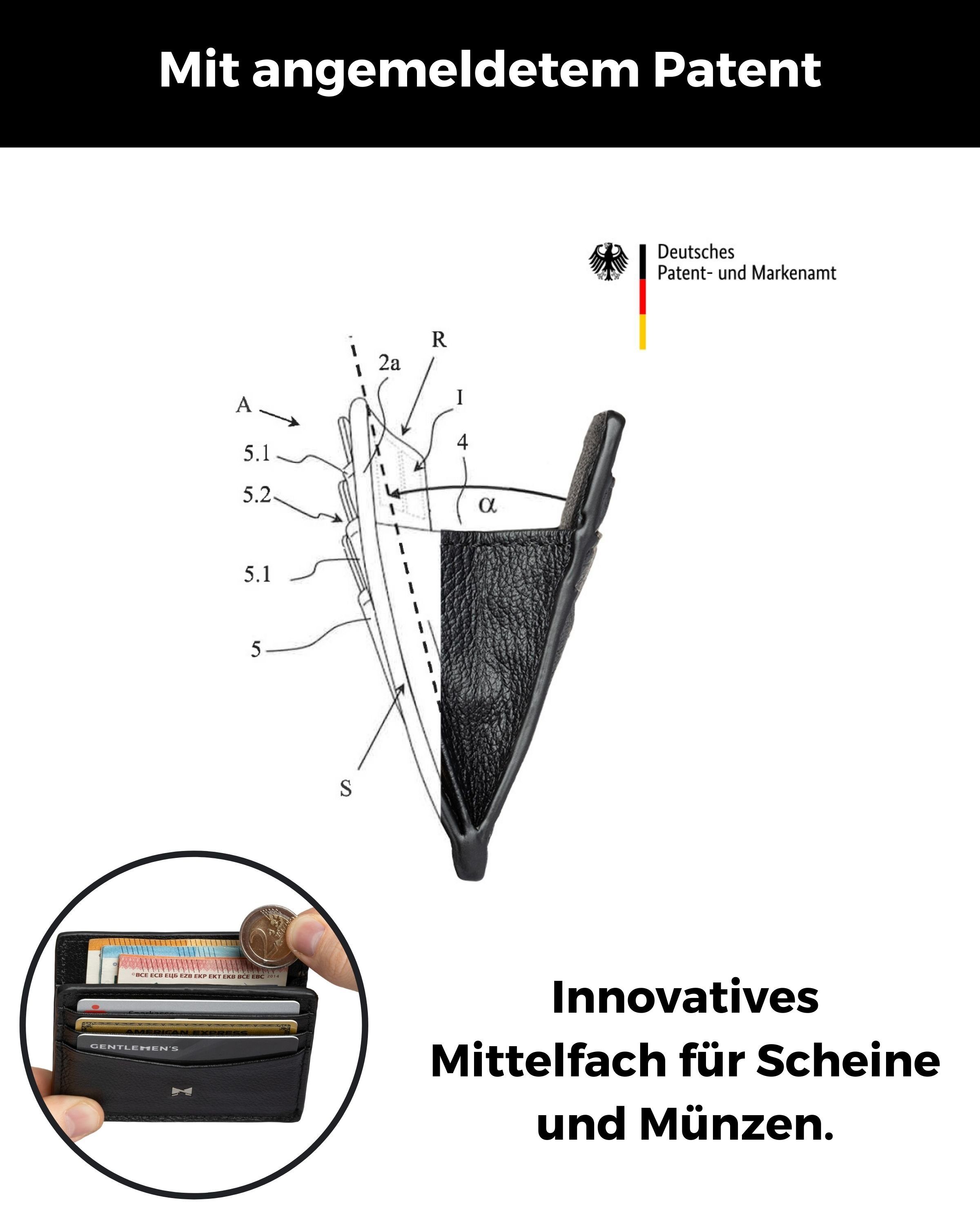 Gentlemen's Kartenetui - Kreditkartenetui mit Münzfach & RFID Schutz - Slim Wallet Herren, Slim Wallet Herren mit Scheinfach und AirTag-Fach – Bild 5 von 5