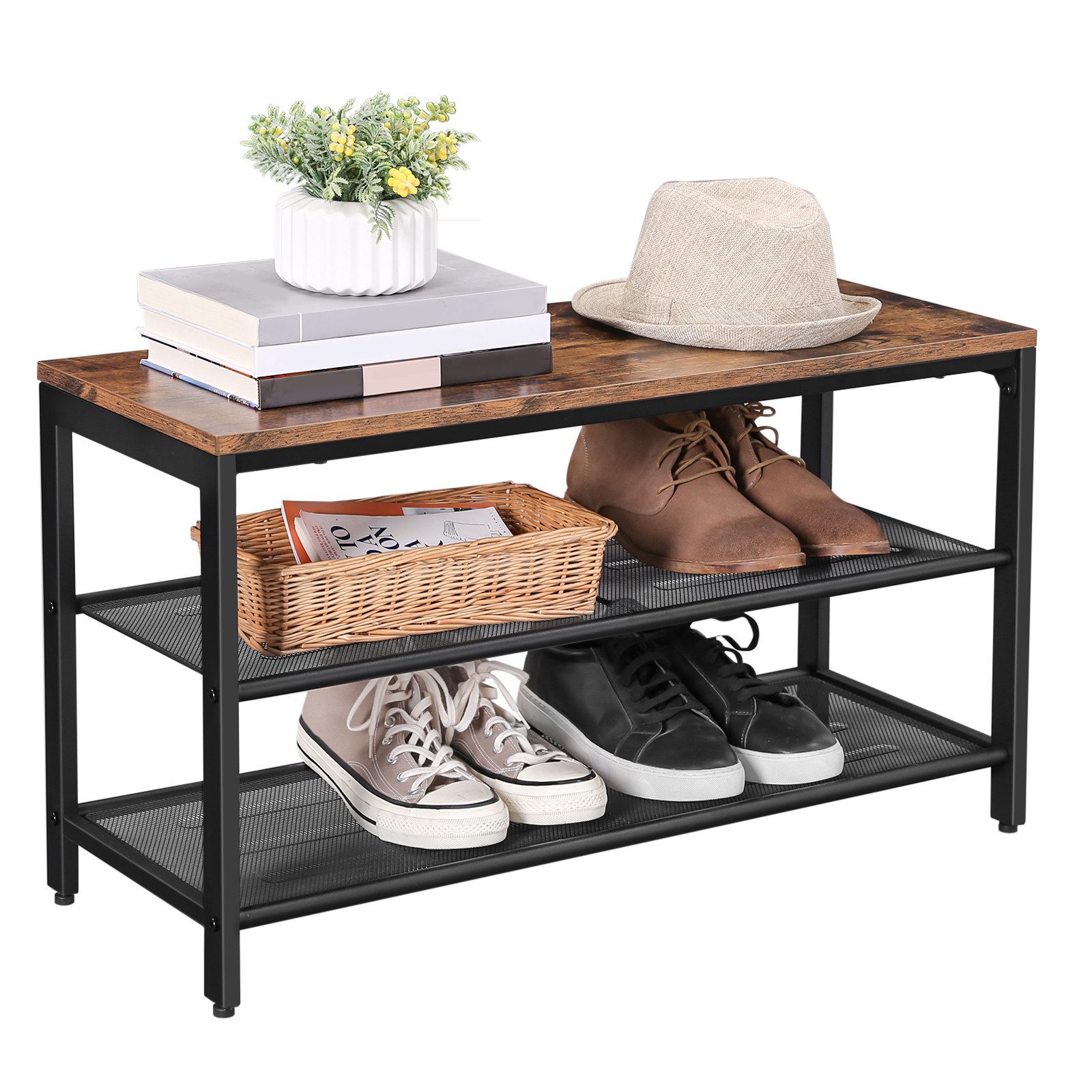 VASAGLE Schuhbank, Schuhregal, 80 x 30 x 44,5 cm (L x B x H)
