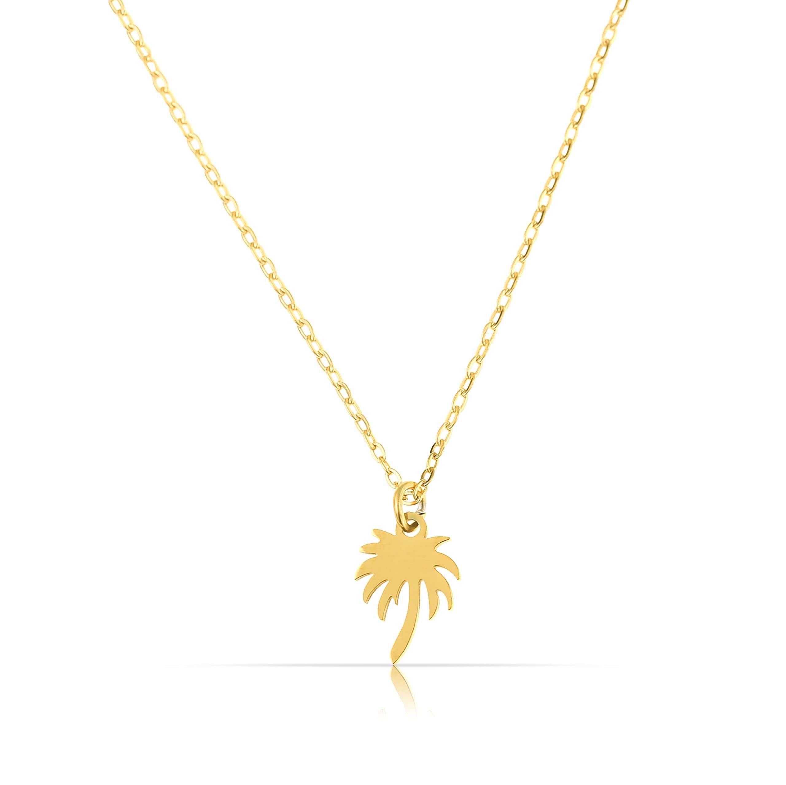 MADE BY NAMI Kette mit Anhänger Halsketten mit Anhänger Edelstahl Frauen Herz Palme Sonne Karabiner-Verschluss Choker-Kette Filigrane Gliederkette mehr