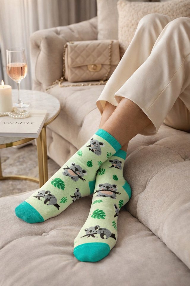 Lycille Socken Koala Socken Damen – Bunt, Bequem & Trendy - Größe 37–41