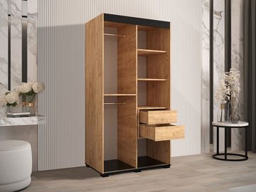 MIRJAN24 Kleiderschrank Bergamo V1 (mit Schubladen, Drehtüren) Breite: 100/180 cm, zwei Kleiderstangen, Holzfüße