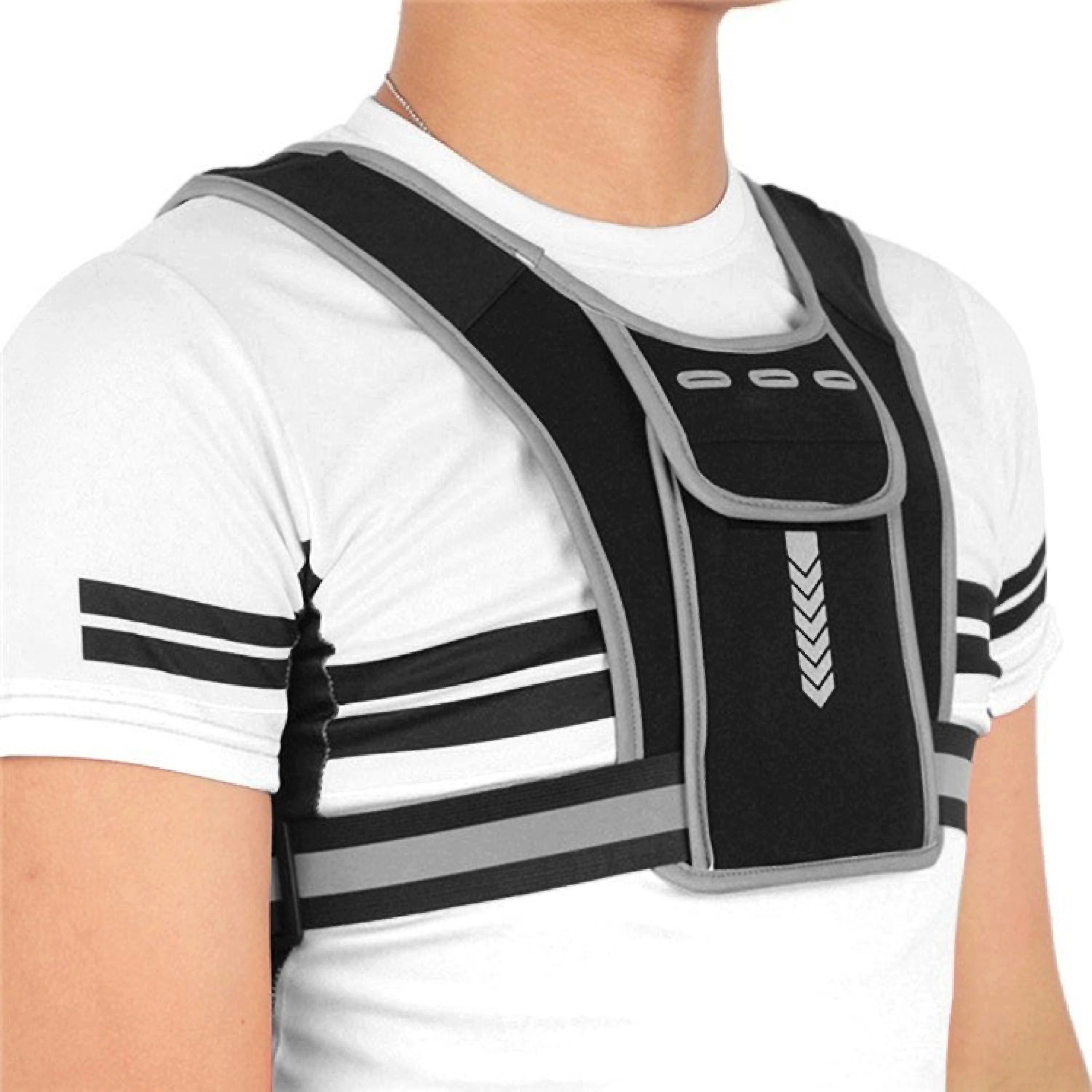Sport-Knight® Funktionsweste Reflektierende Laufweste, Sportweste Handytasche & Trinkflaschenhalter