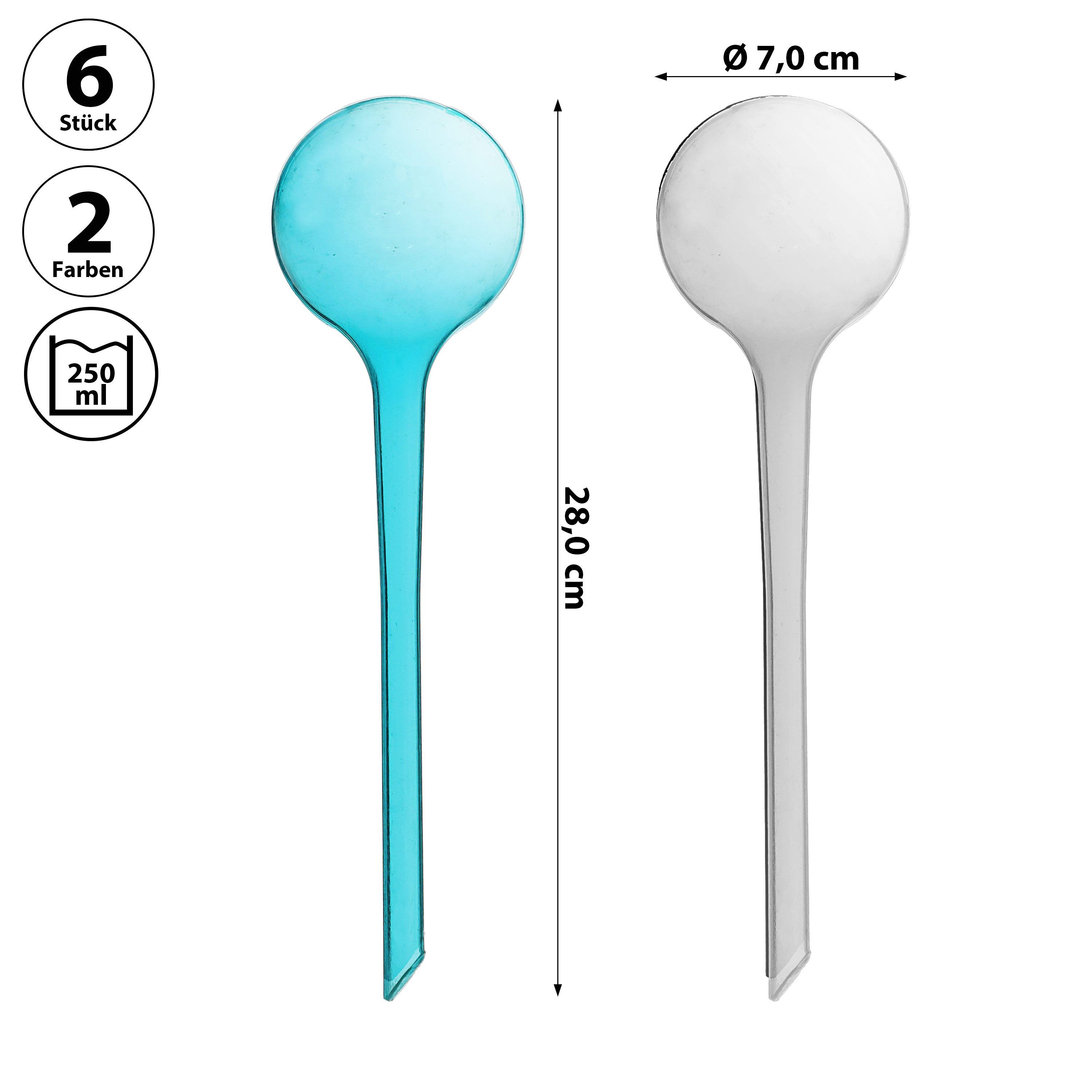 CEPEWA Bewässerungssystem Bewässerungskugel 6er Set 7x28cm Kunststoff blau weiß Wasserspender