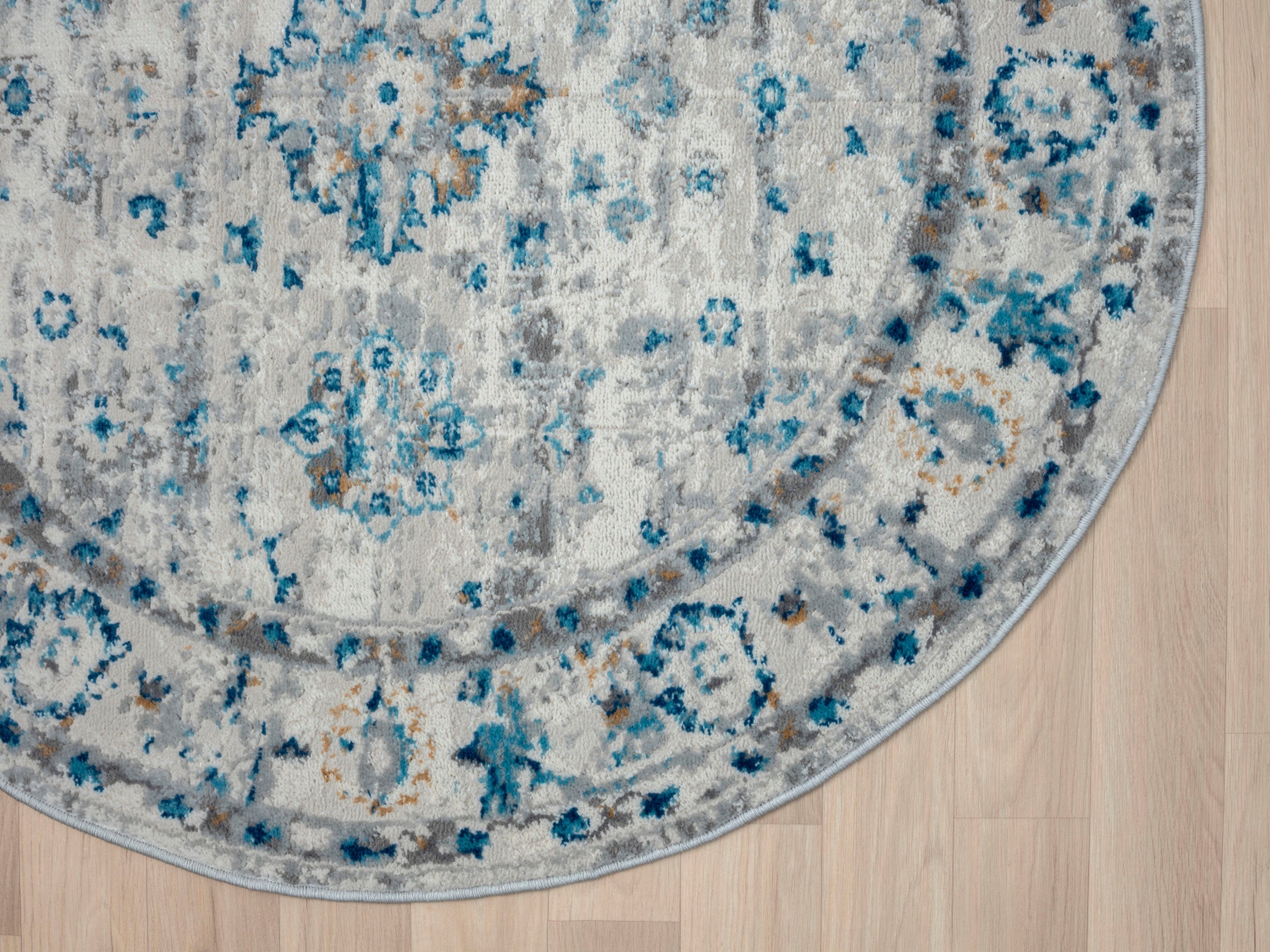 Myflair Möbel & Accessoires Teppich My Heriz 3, rund, Höhe: 8 mm, Kurzflor, klassisches Orient Design, besonders weich durch Microfaser