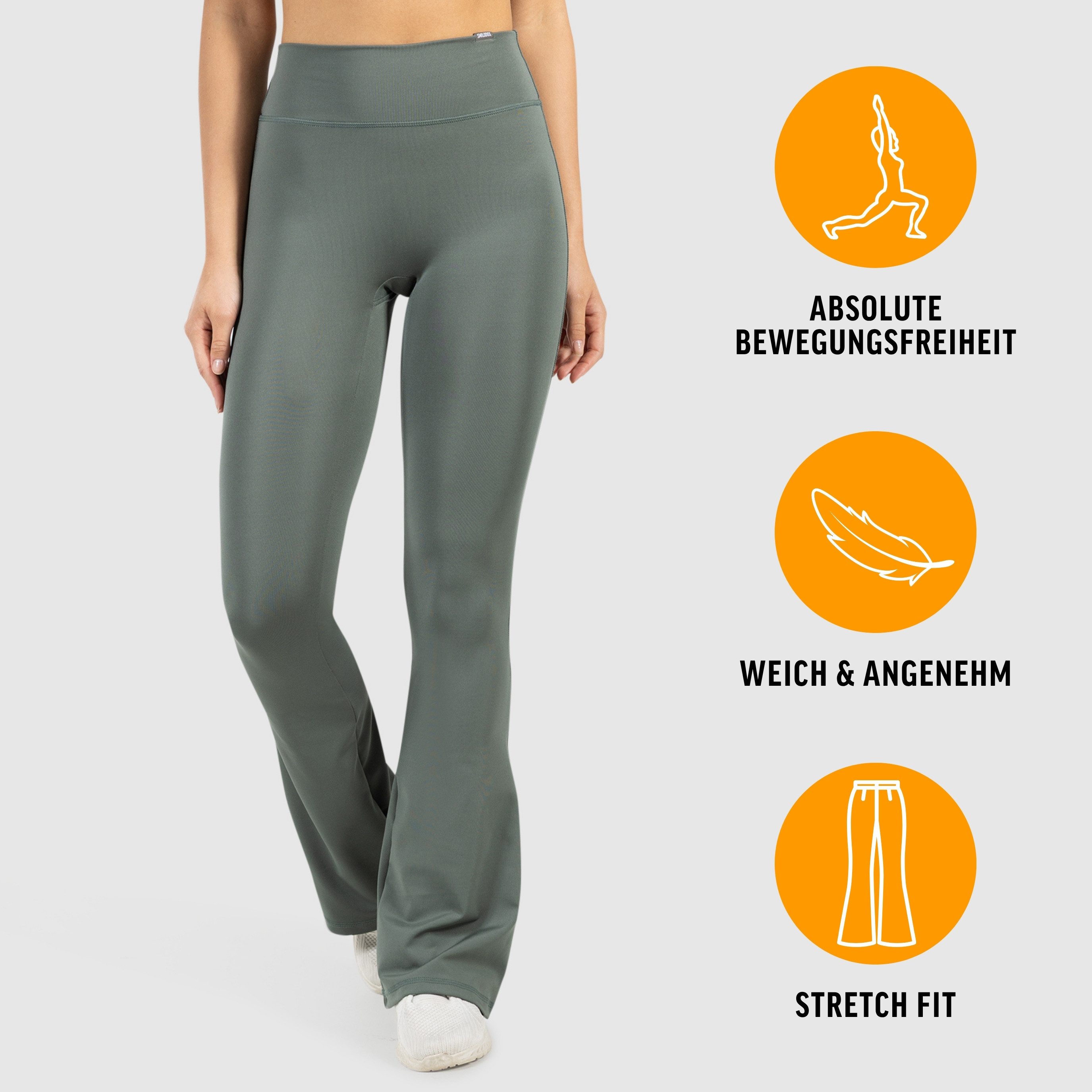 Smilodox Schlaghose Loreen, Flared Seamless Sportleggings, Schlaghose, Blickdicht Slim Fit Booty Yogahose, Elastisch Fitnessleggings, Gym, Freizeit