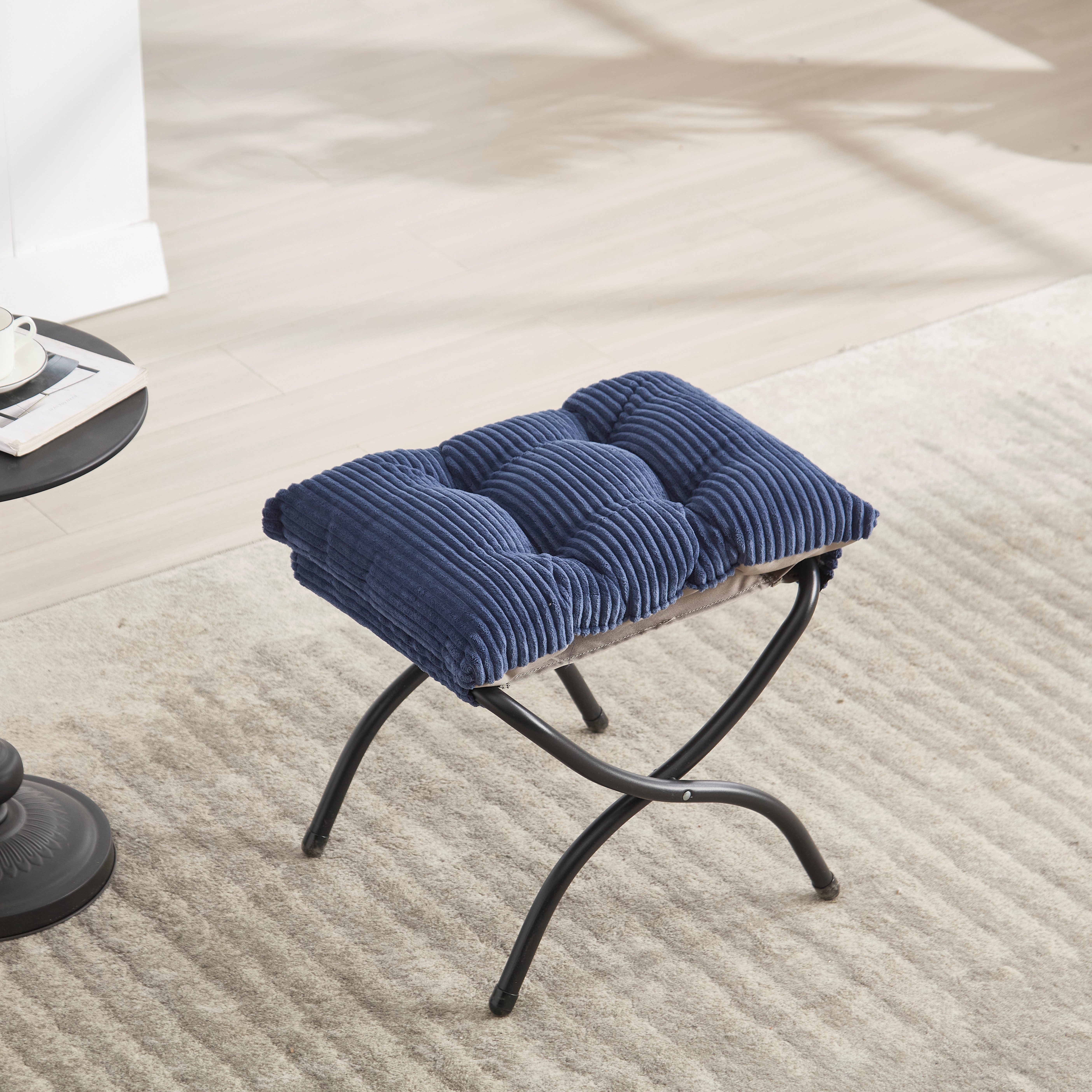 STILVORA Loungesofa mit Ottoman Fauler Stuhl mit Seitentasche für kleinen Raum Marineblau, Relaxsessel mit Fußhockel, Rückenlehnenstütze passt ergonomisch