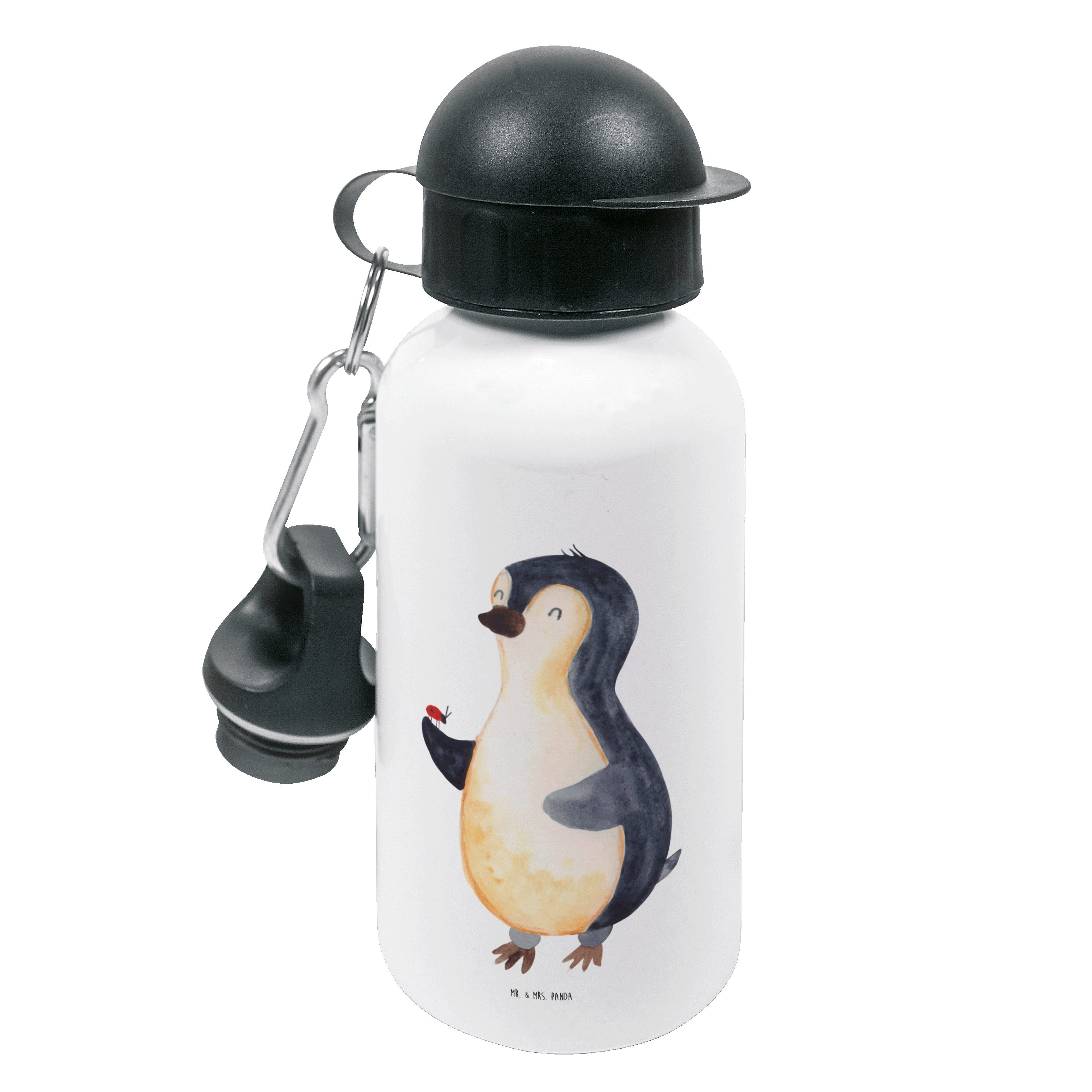 Mr. & Mrs. Panda Trinkflasche Pinguin Marienkäfer - Weiß - Geschenk, Liebe, Kids, Kindertrinkflasch, Bruch- und auslaufsicher