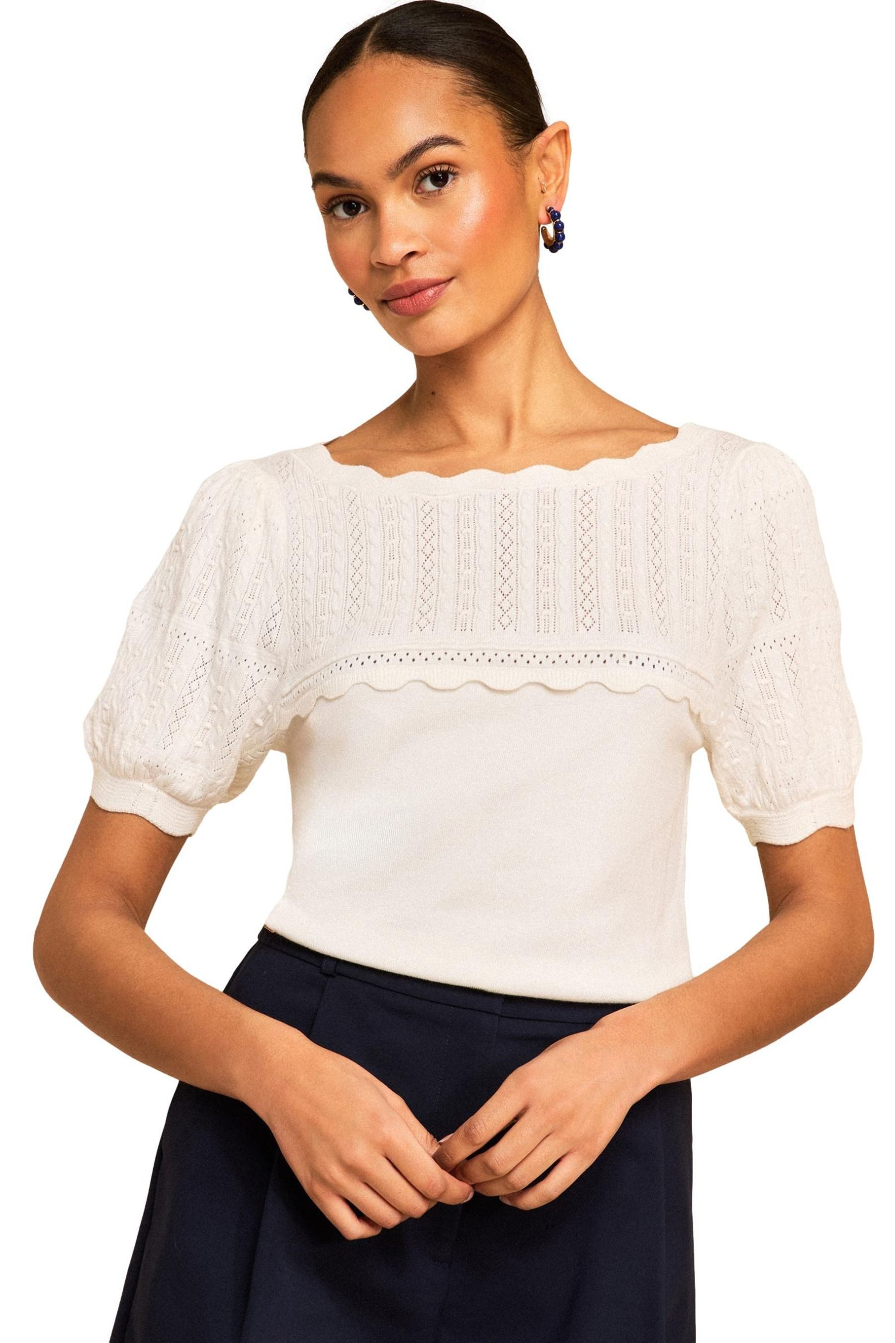 Kurzarmbluse Love & Roses Kurzarm-Strickoberteil, Kurzgröße