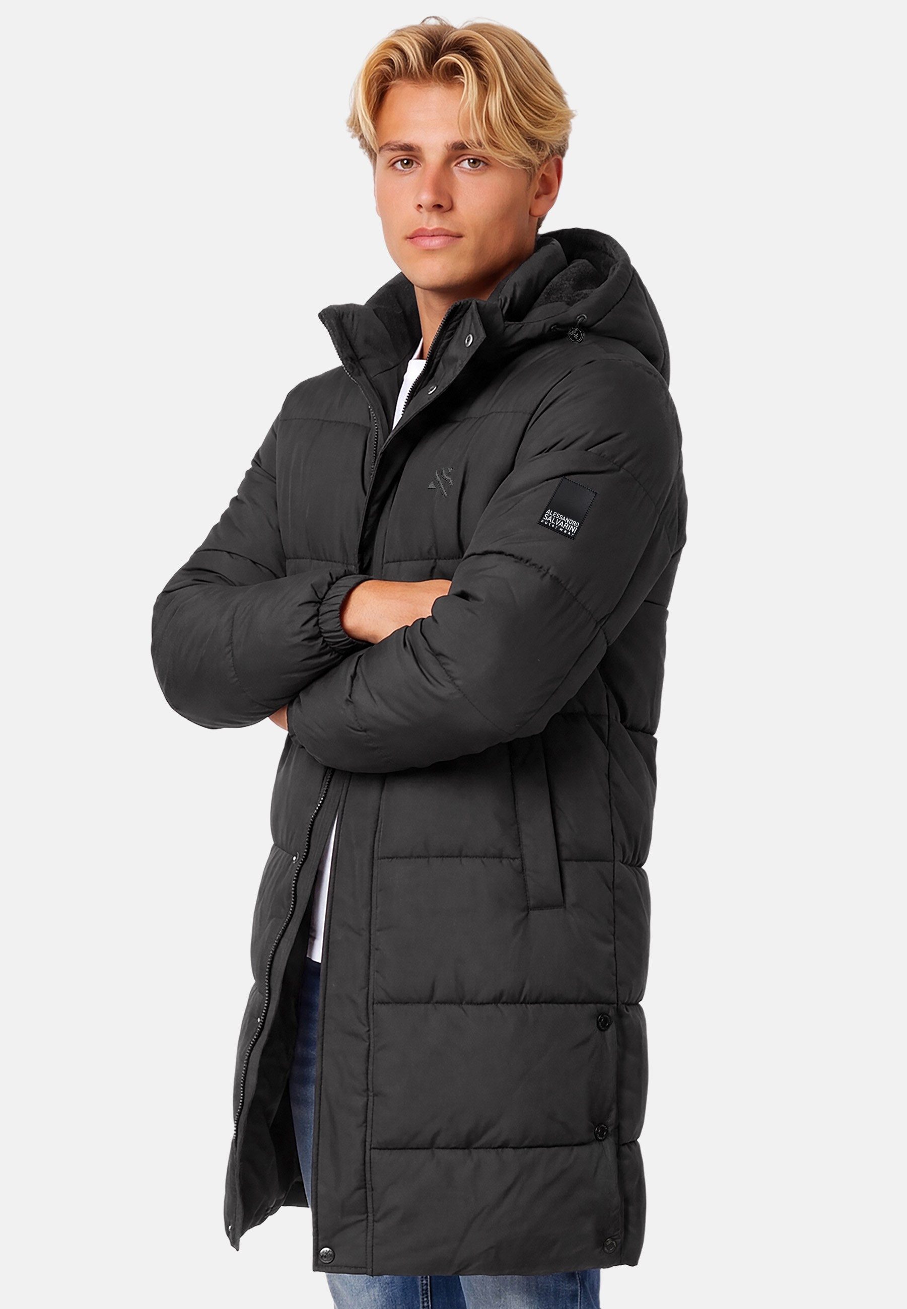 Alessandro Salvarini Winterjacke Alessandro Salvarini Herren Winter Parka gesteppt mit abnehmbarer Kapuze