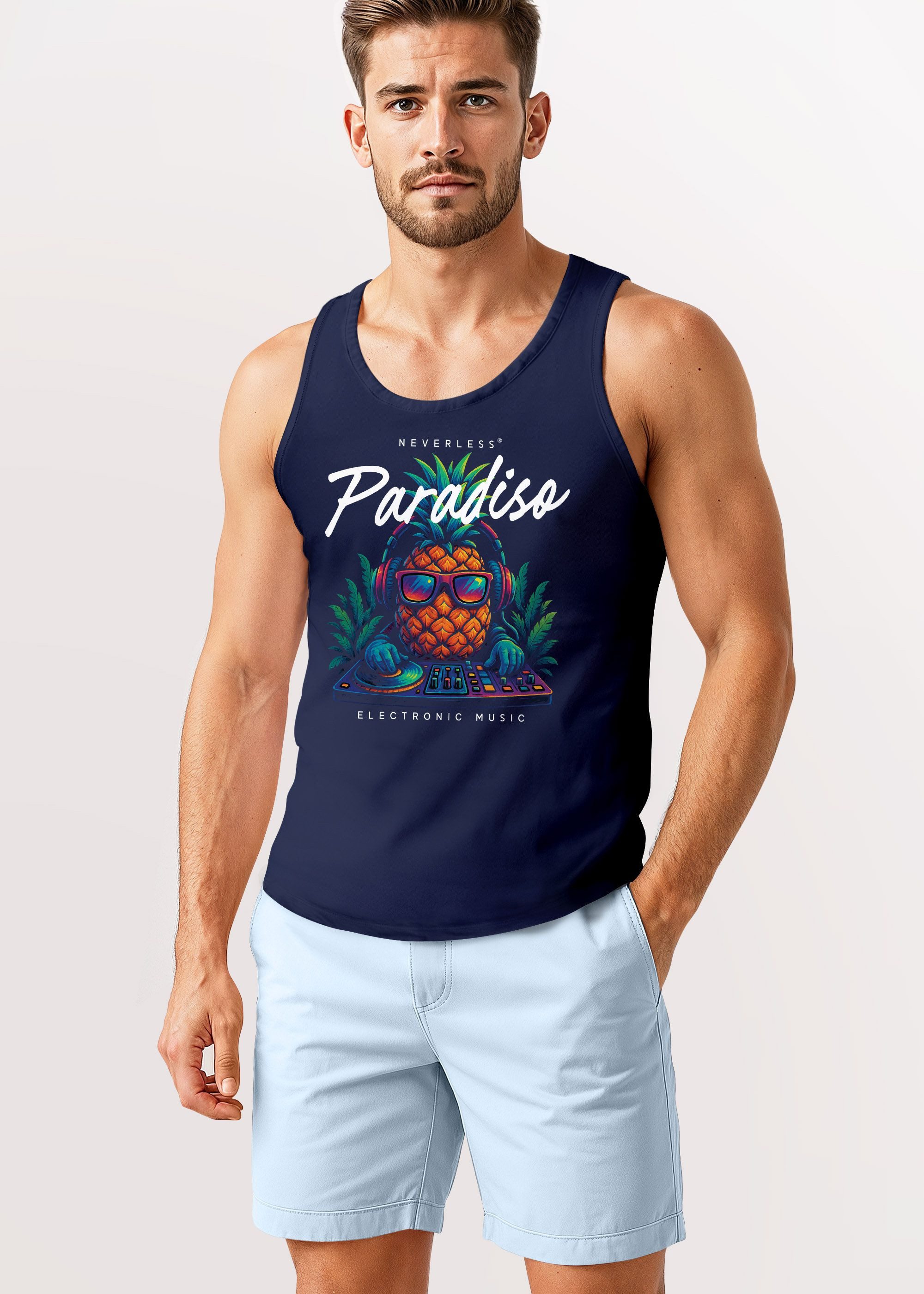 Neverless Tanktop Herren Tank-Top DJ Ananas günstig online kaufen