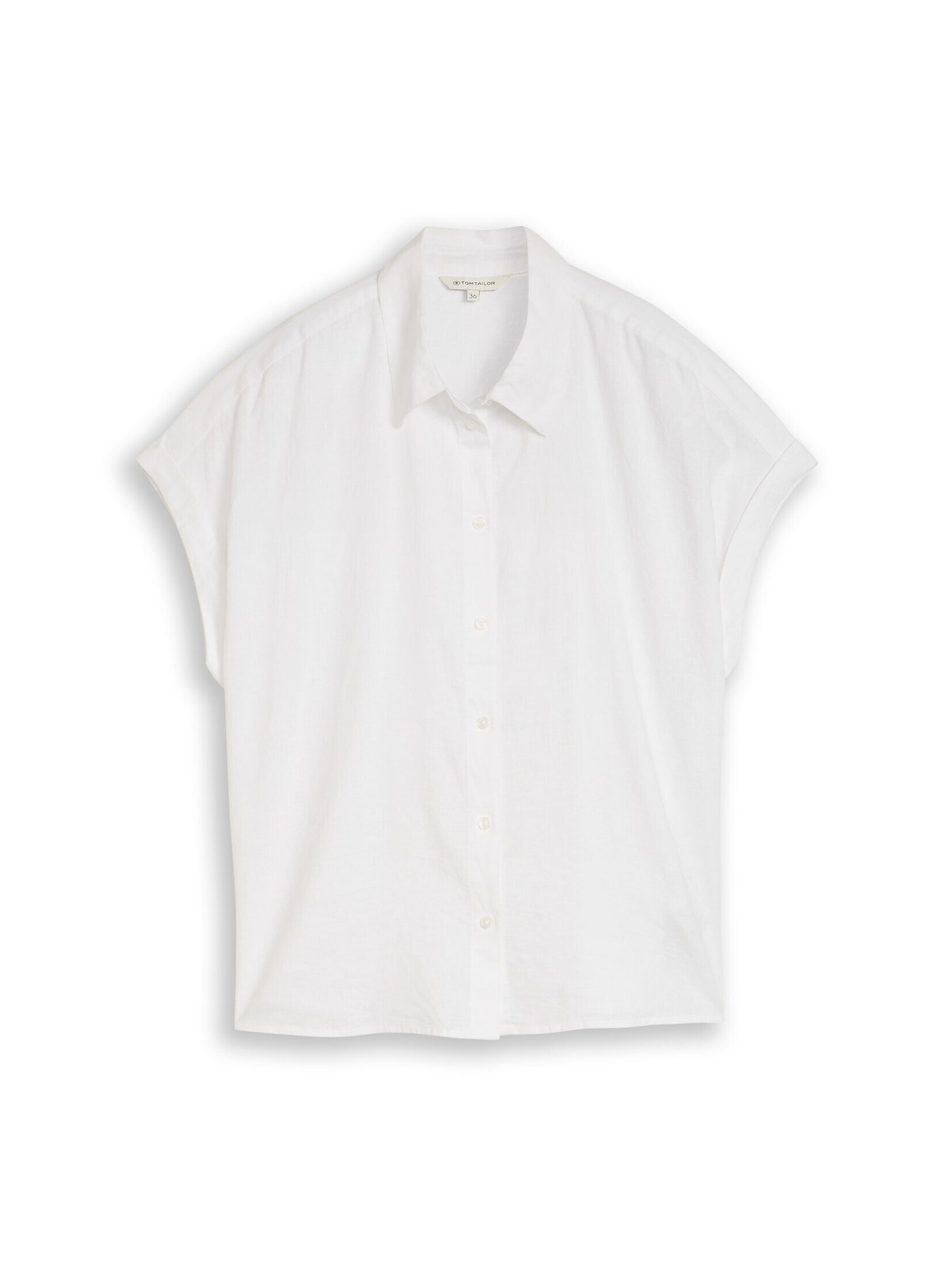 TOM TAILOR Kurzarmbluse Blusen & Shirts Loose Fit Bluse mit Leinenanteil